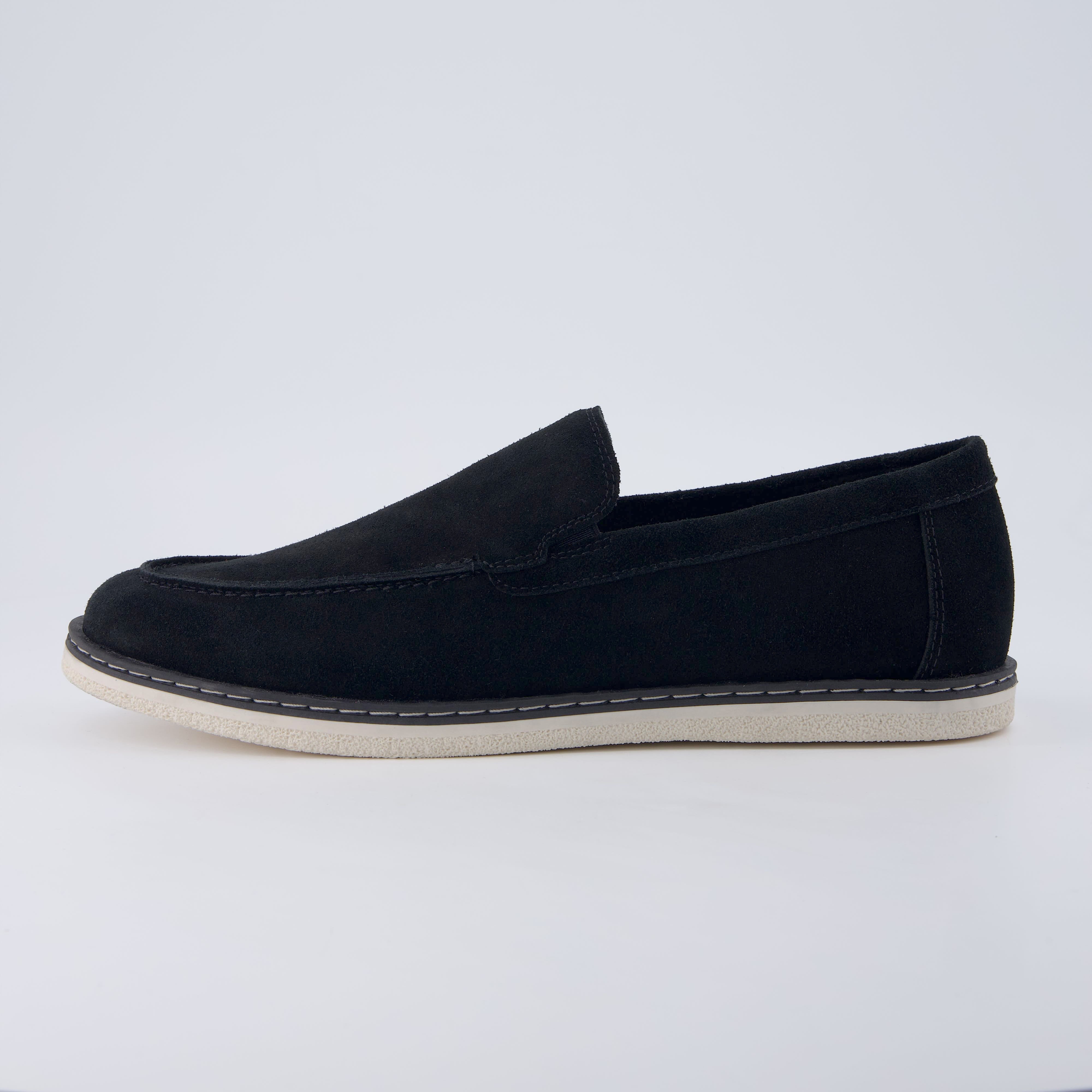 Caden Genuine Suede Penny Loafers BLACK Medium