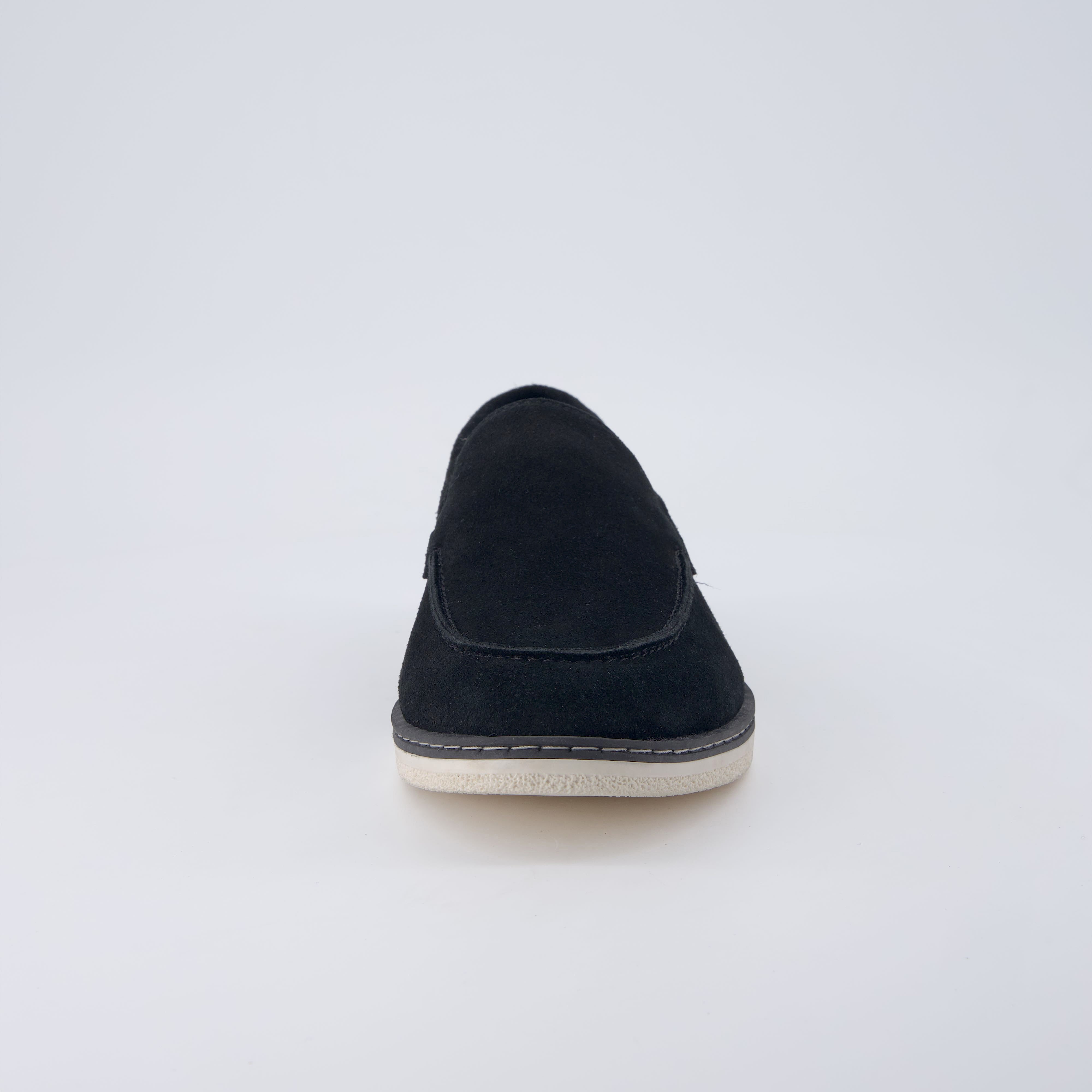 Caden Genuine Suede Penny Loafers BLACK Medium
