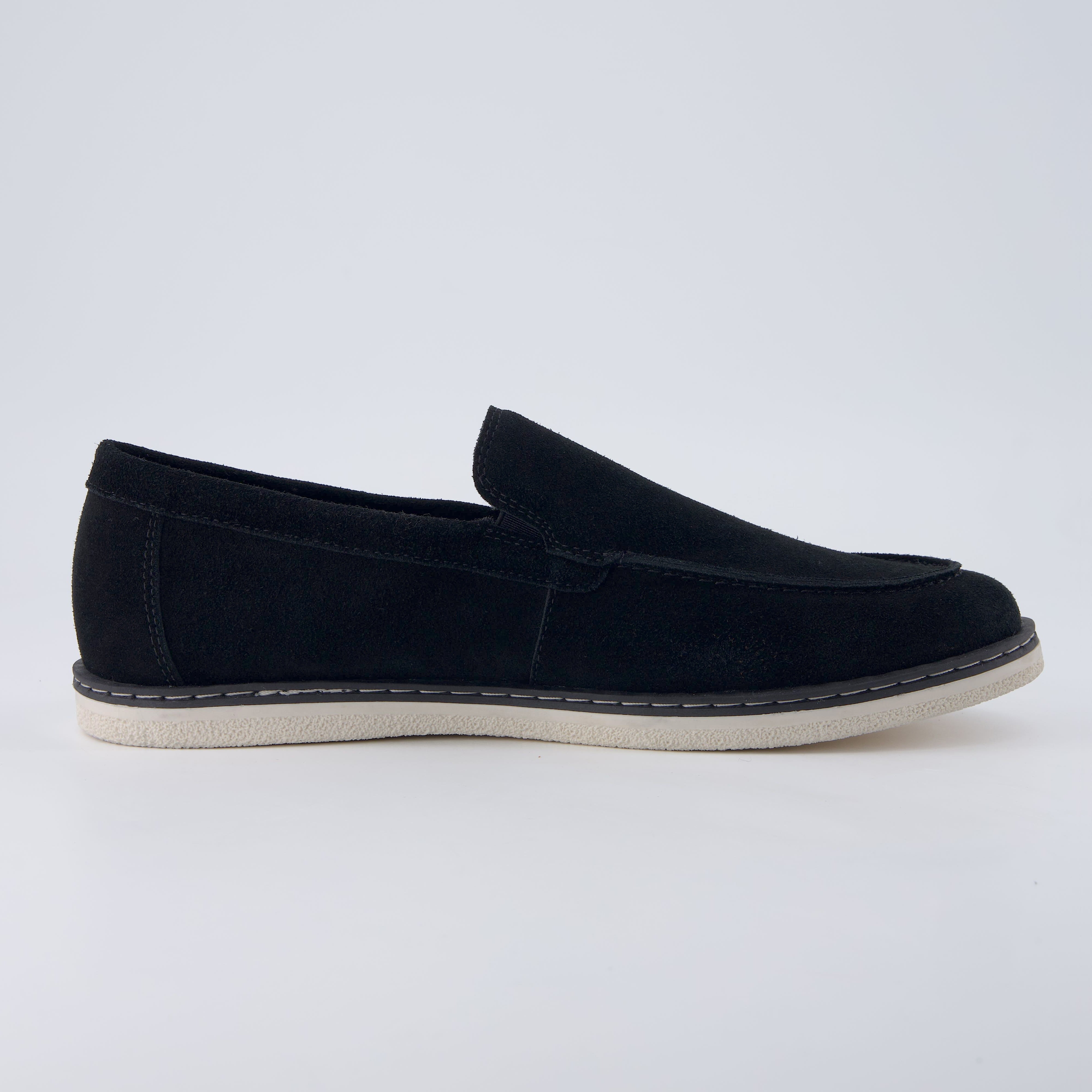 Caden Genuine Suede Penny Loafers BLACK Medium