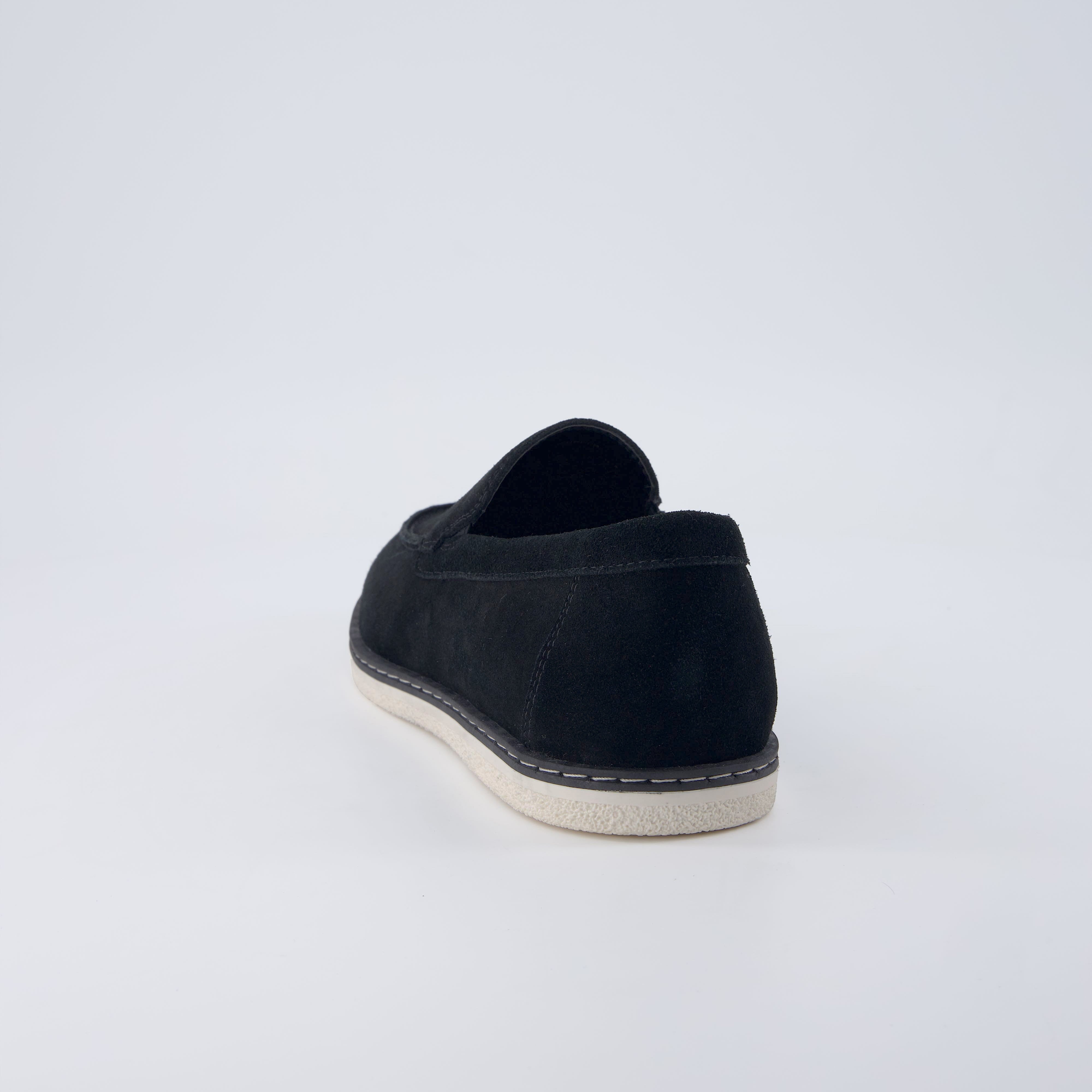 Caden Genuine Suede Penny Loafers BLACK Medium