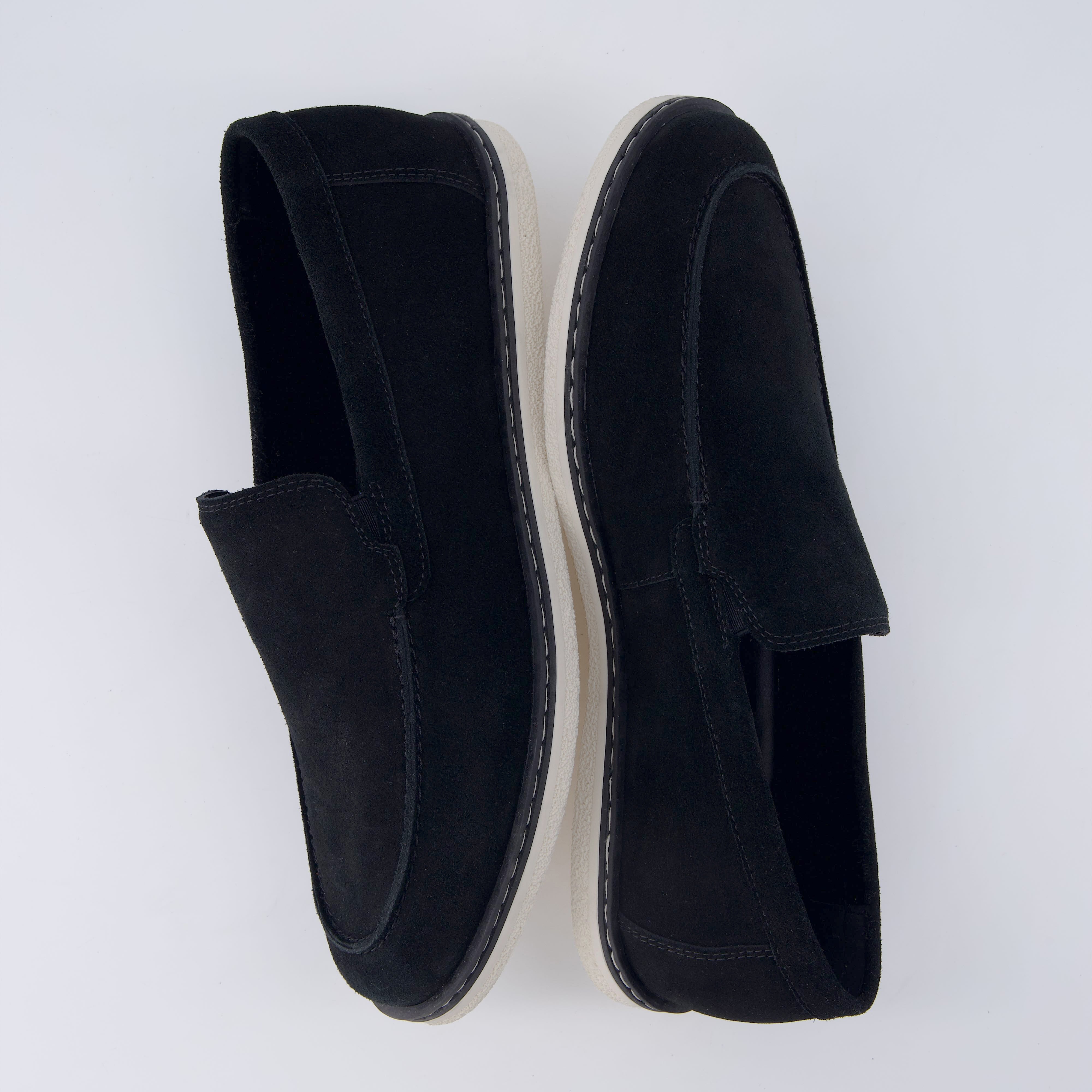 Caden Genuine Suede Penny Loafers BLACK Medium