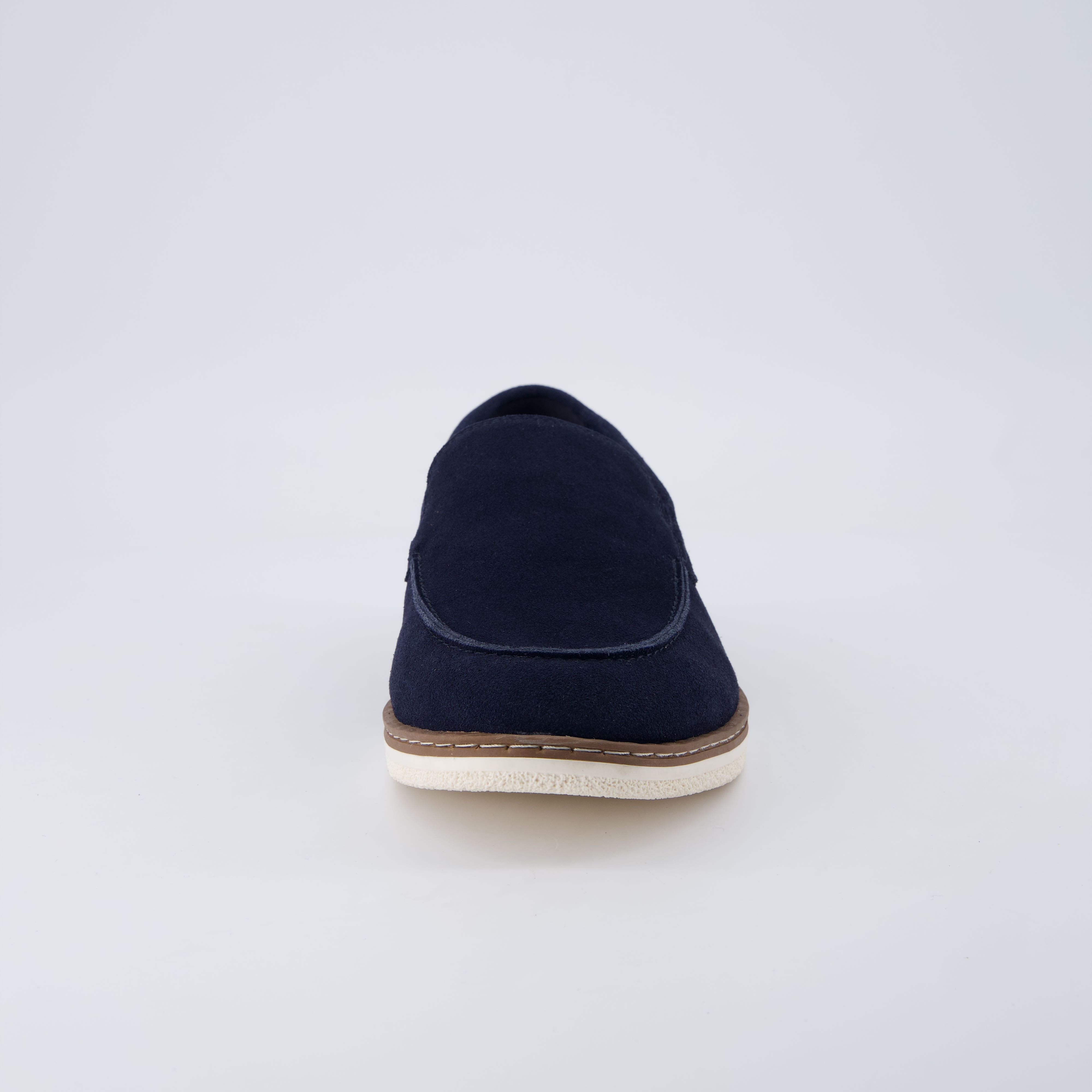 Caden Genuine Suede Penny Loafers BLUE Medium