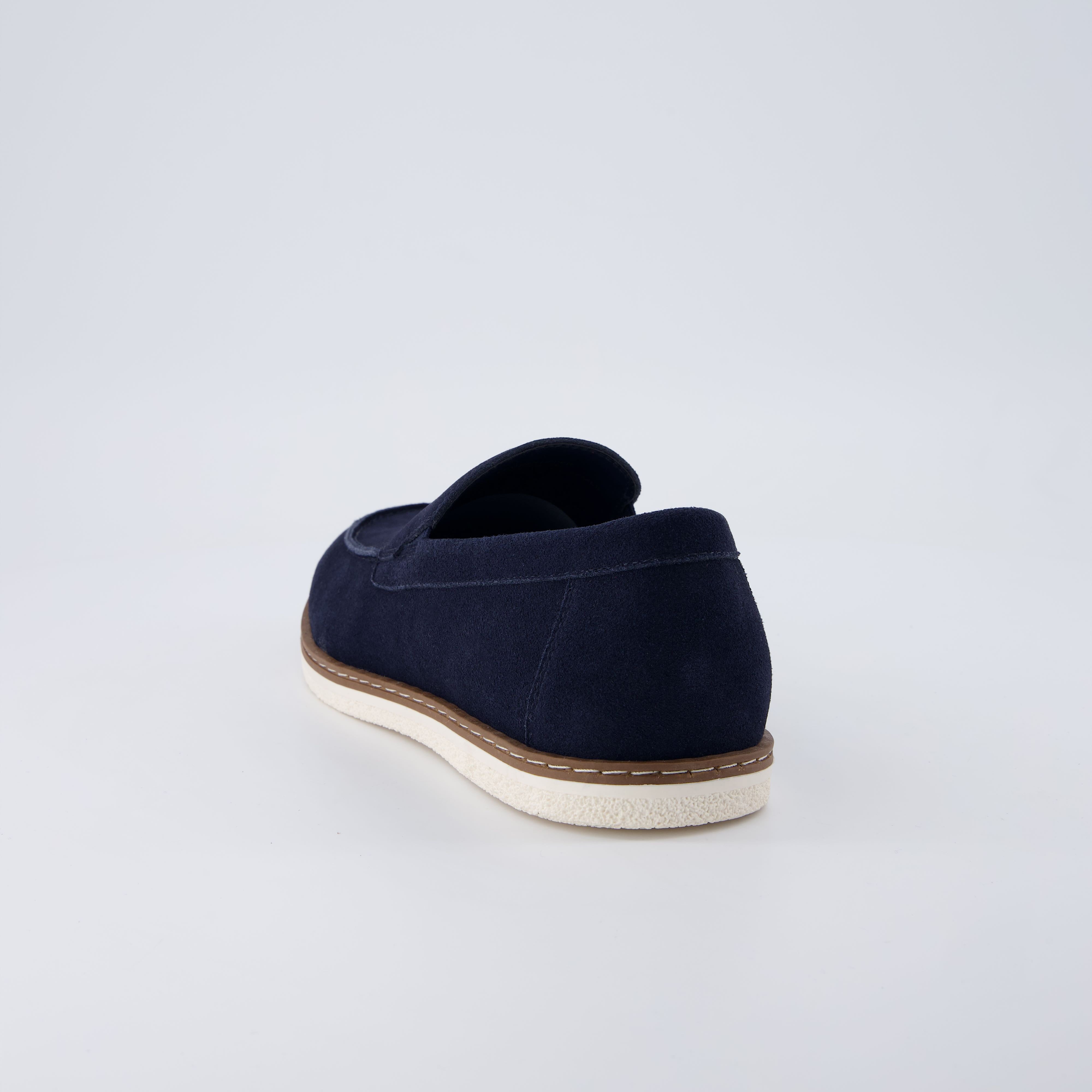 Caden Genuine Suede Penny Loafers BLUE Medium