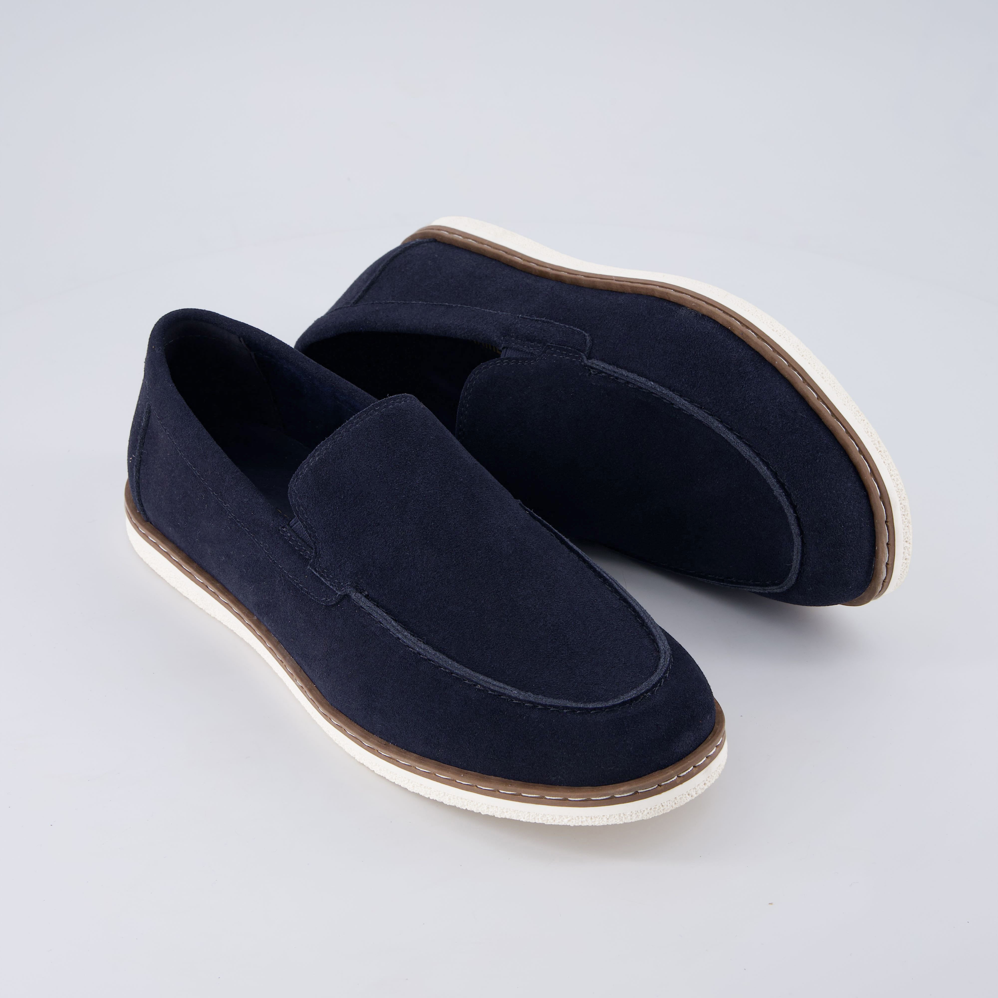 Caden Genuine Suede Penny Loafers BLUE Medium