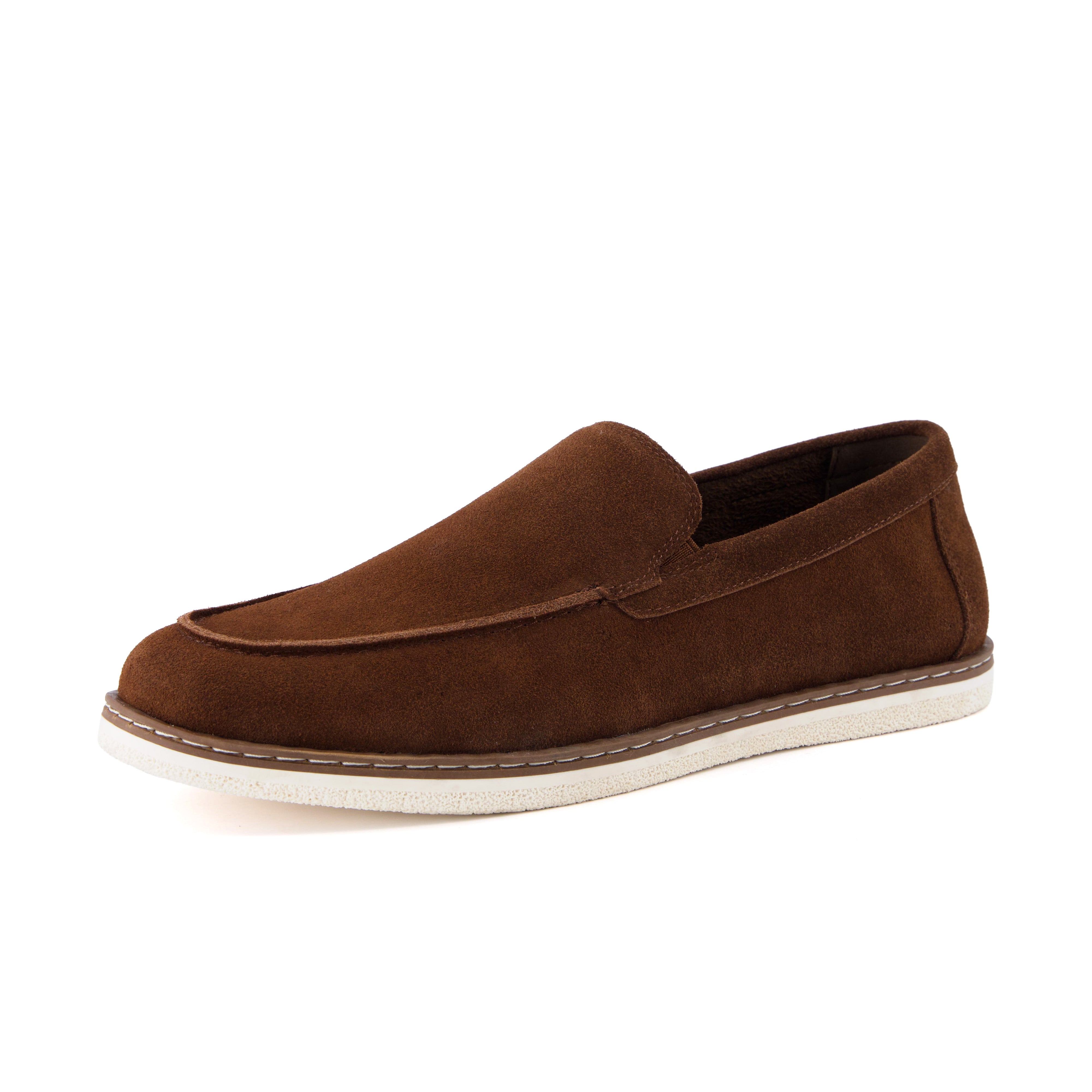 Caden Genuine Suede Penny Loafers BROWN Medium