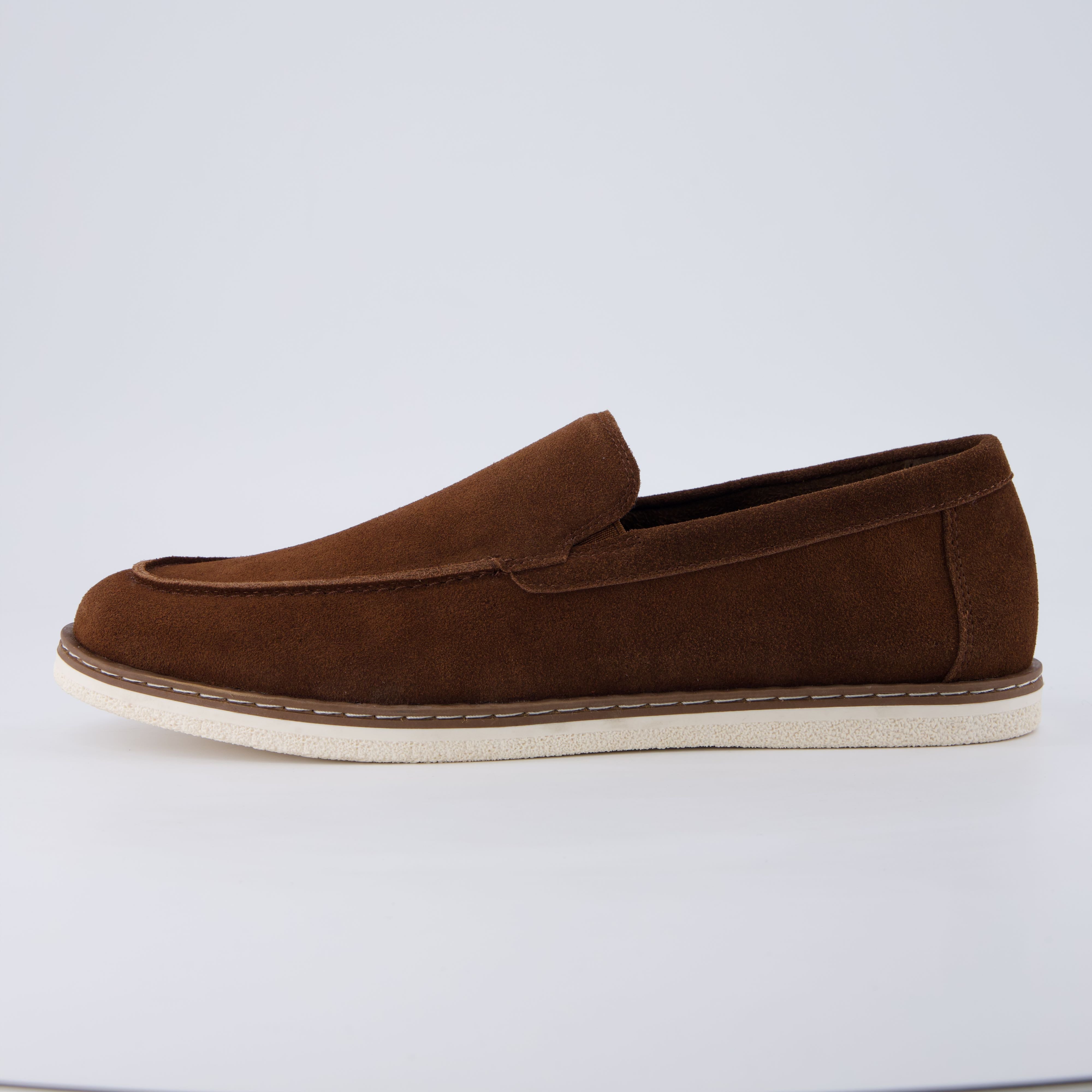 Caden Genuine Suede Penny Loafers BROWN Medium