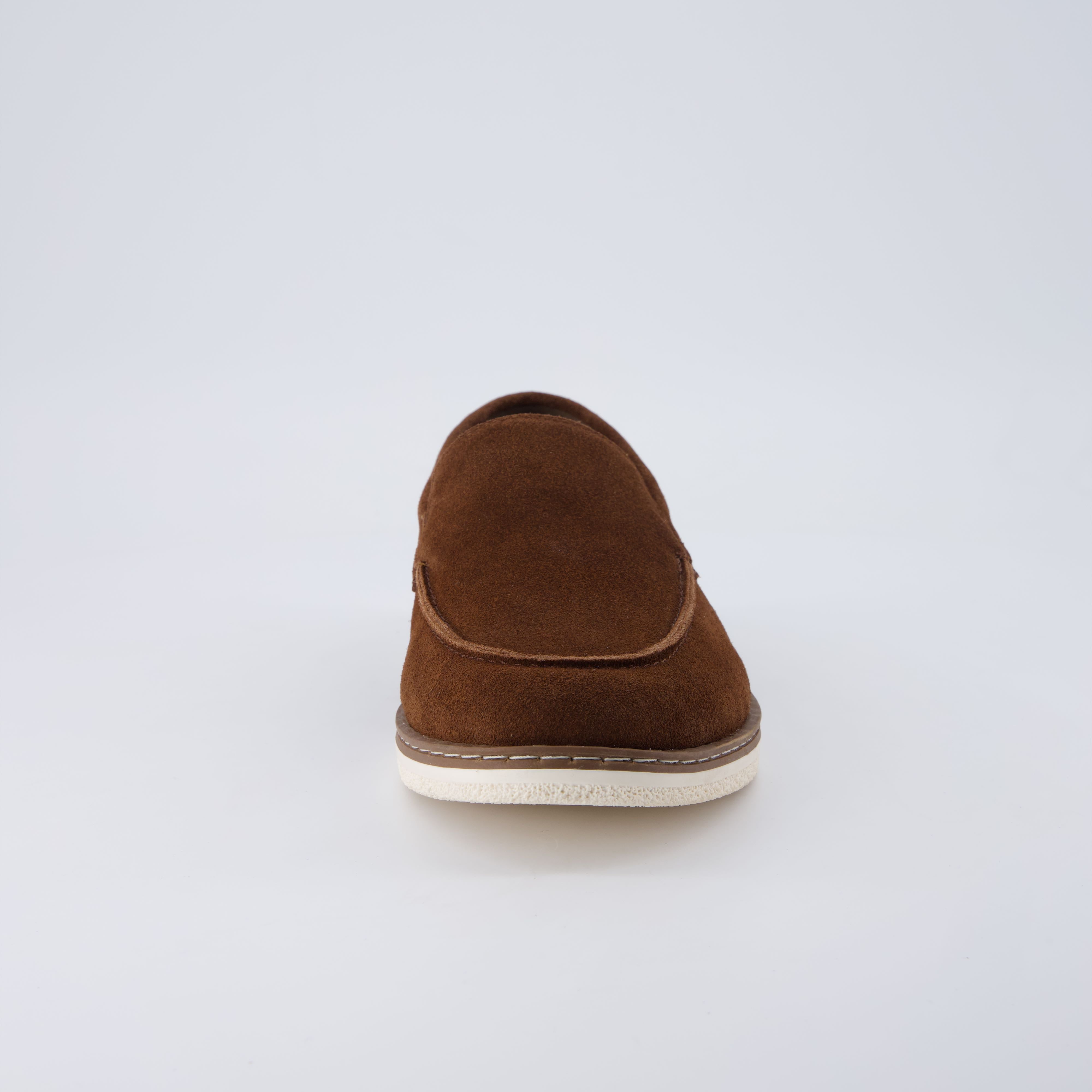 Caden Genuine Suede Penny Loafers BROWN Medium