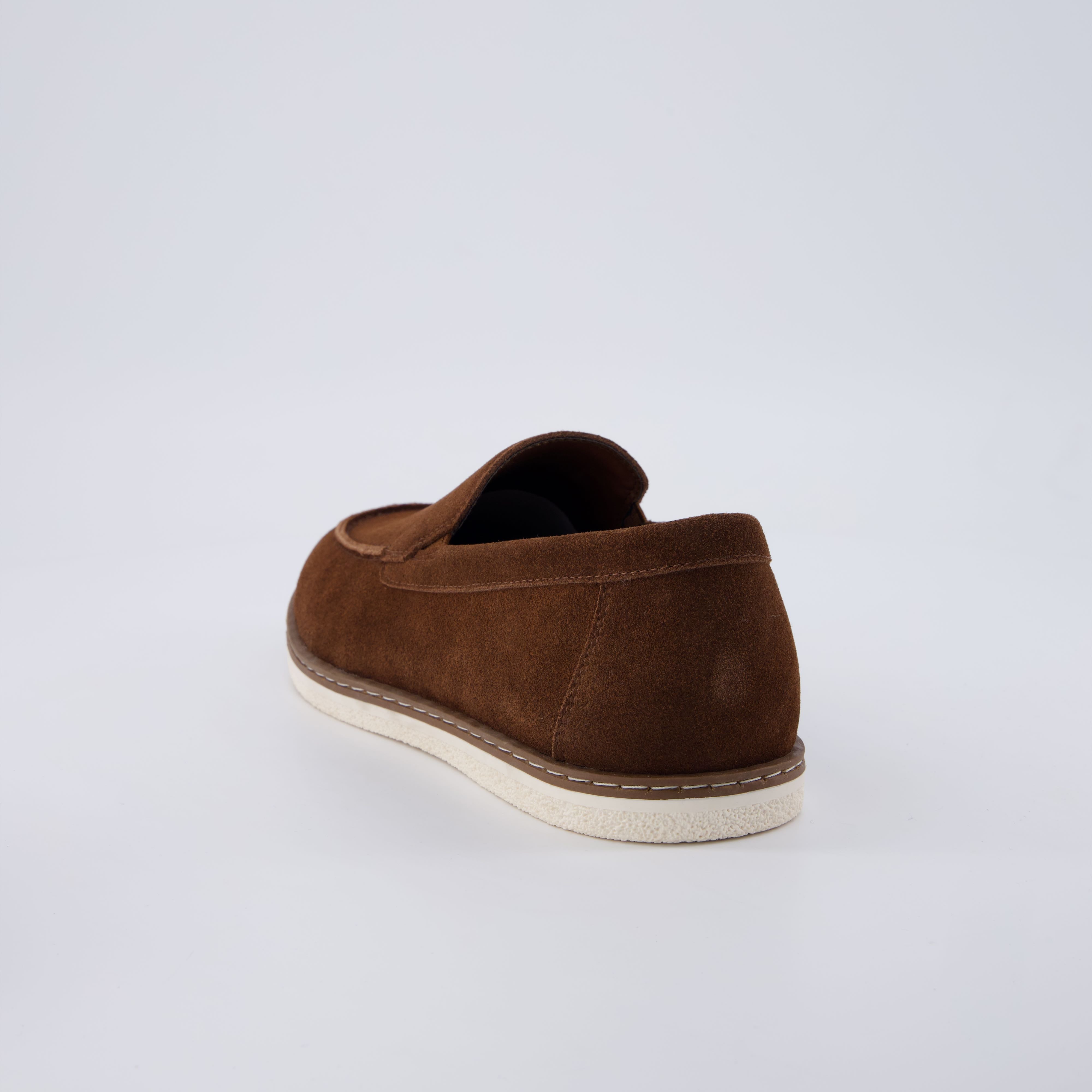 Caden Genuine Suede Penny Loafers BROWN Medium