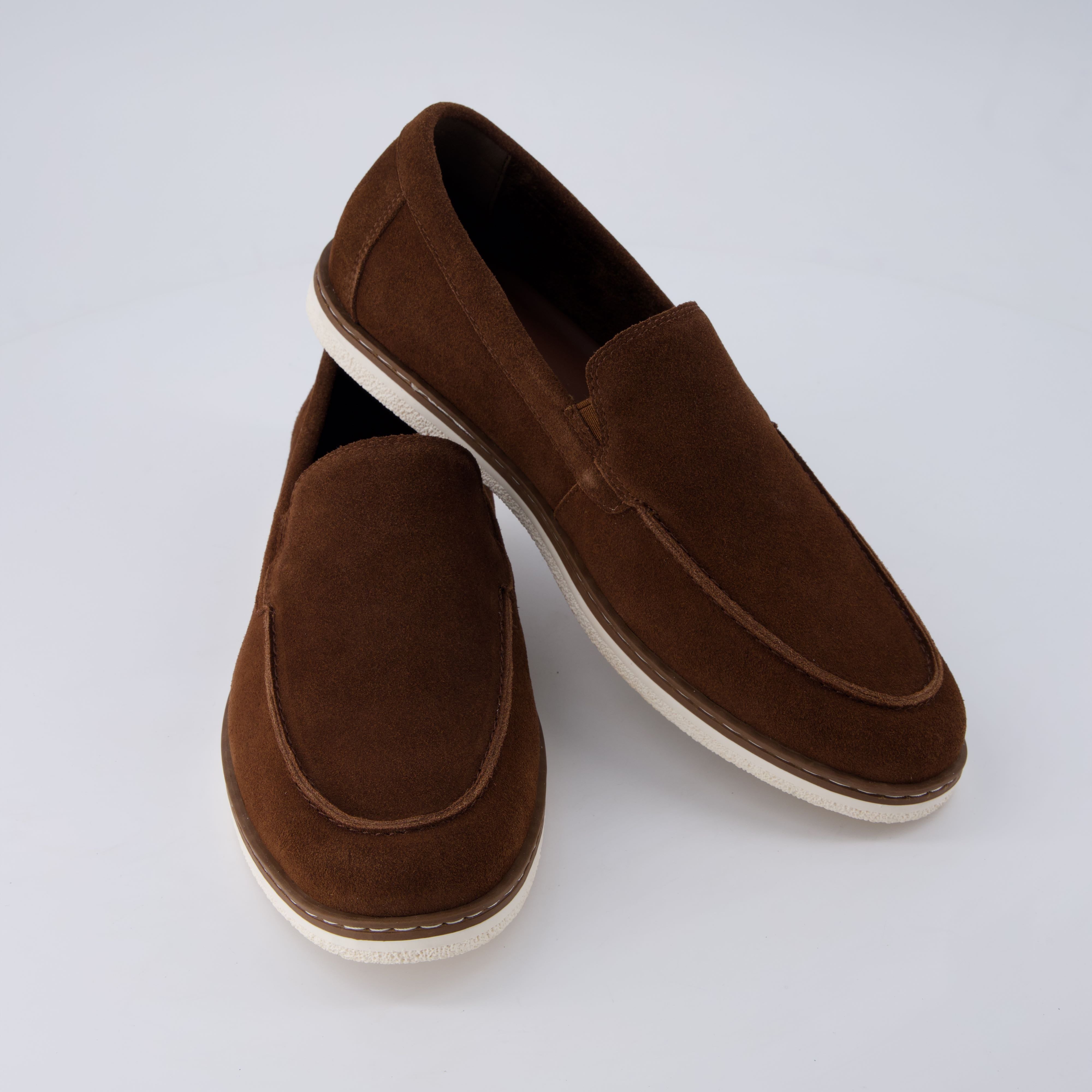 Caden Genuine Suede Penny Loafers BROWN Medium