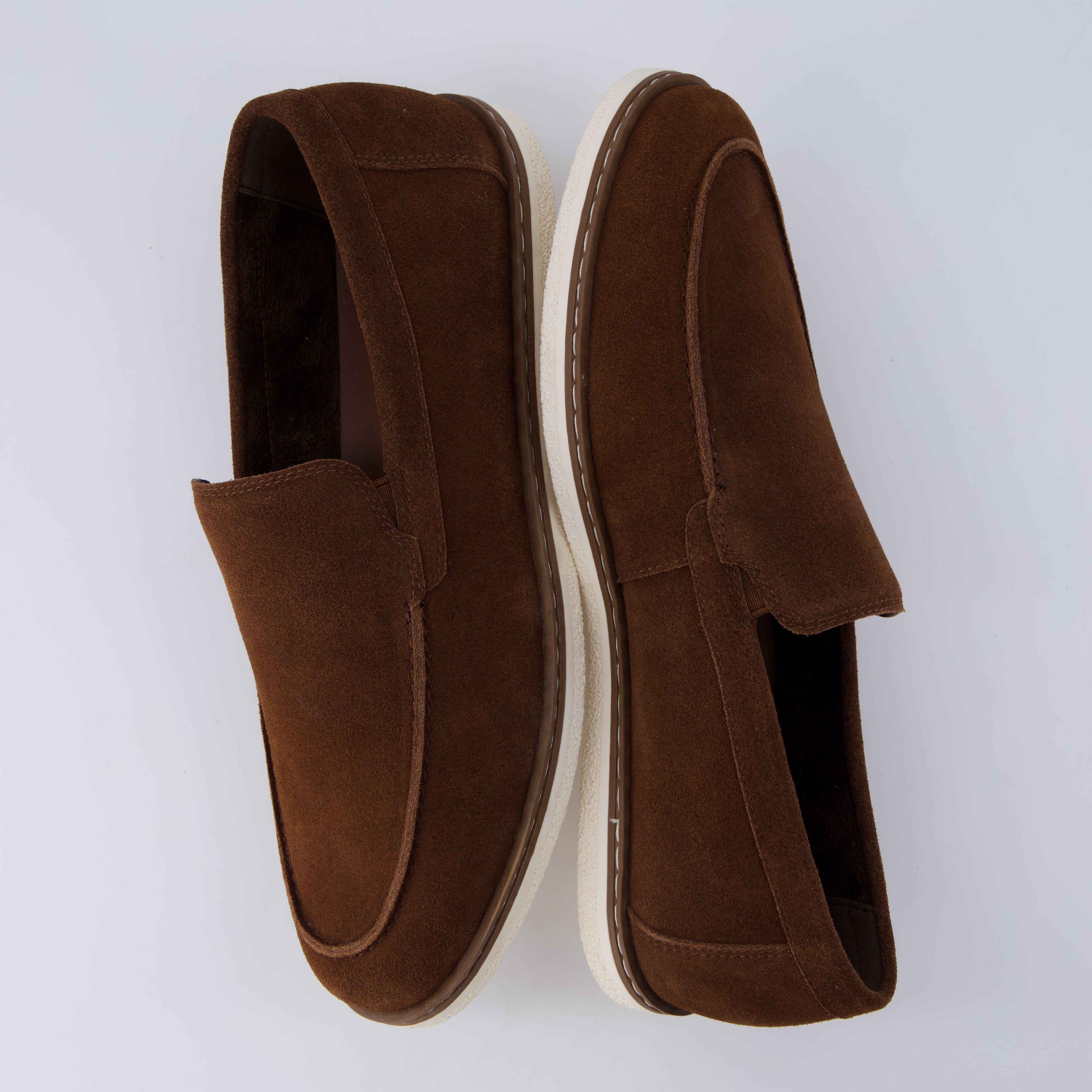 Caden Genuine Suede Penny Loafers BROWN Medium
