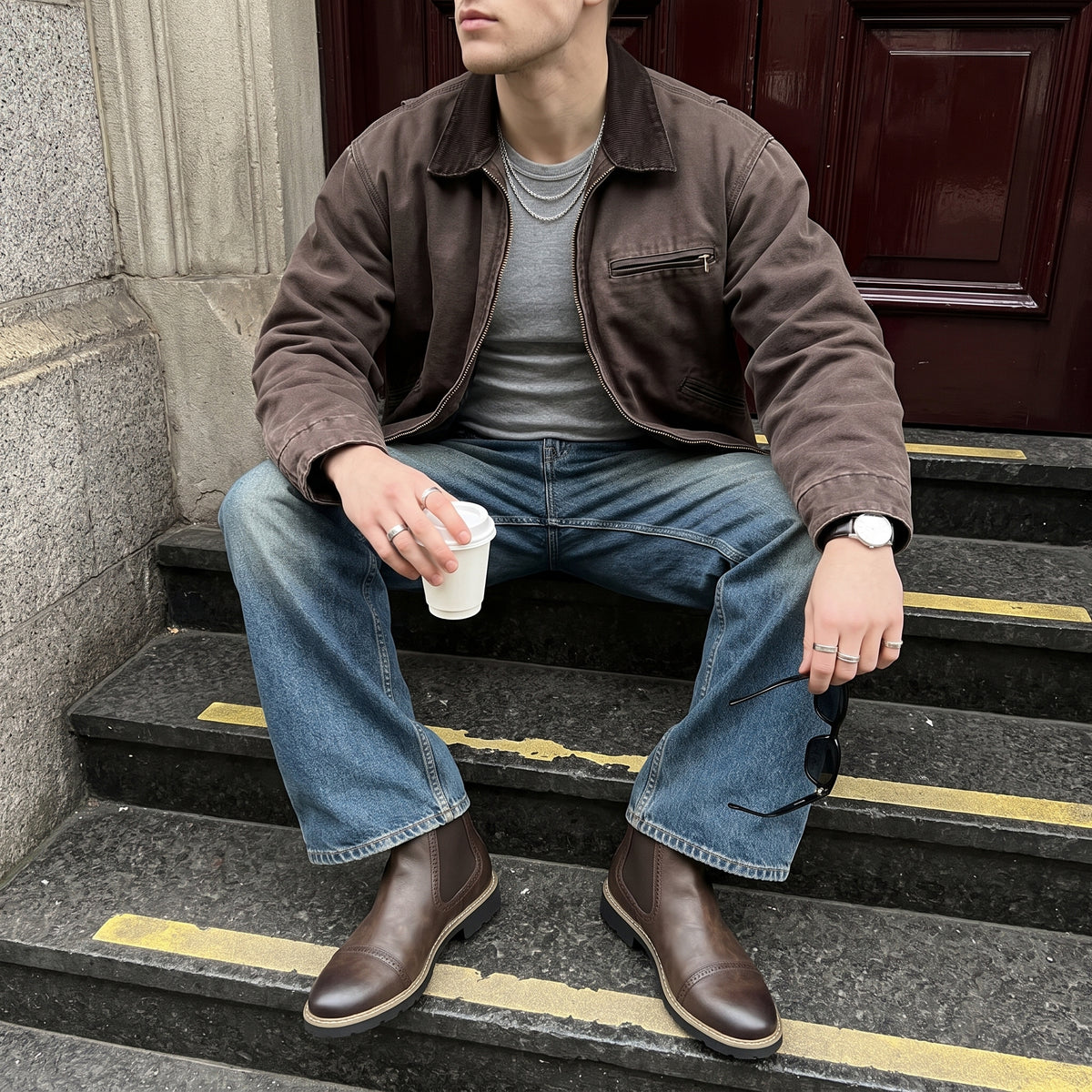 Cal Chelsea Mens Boots Brown Medium