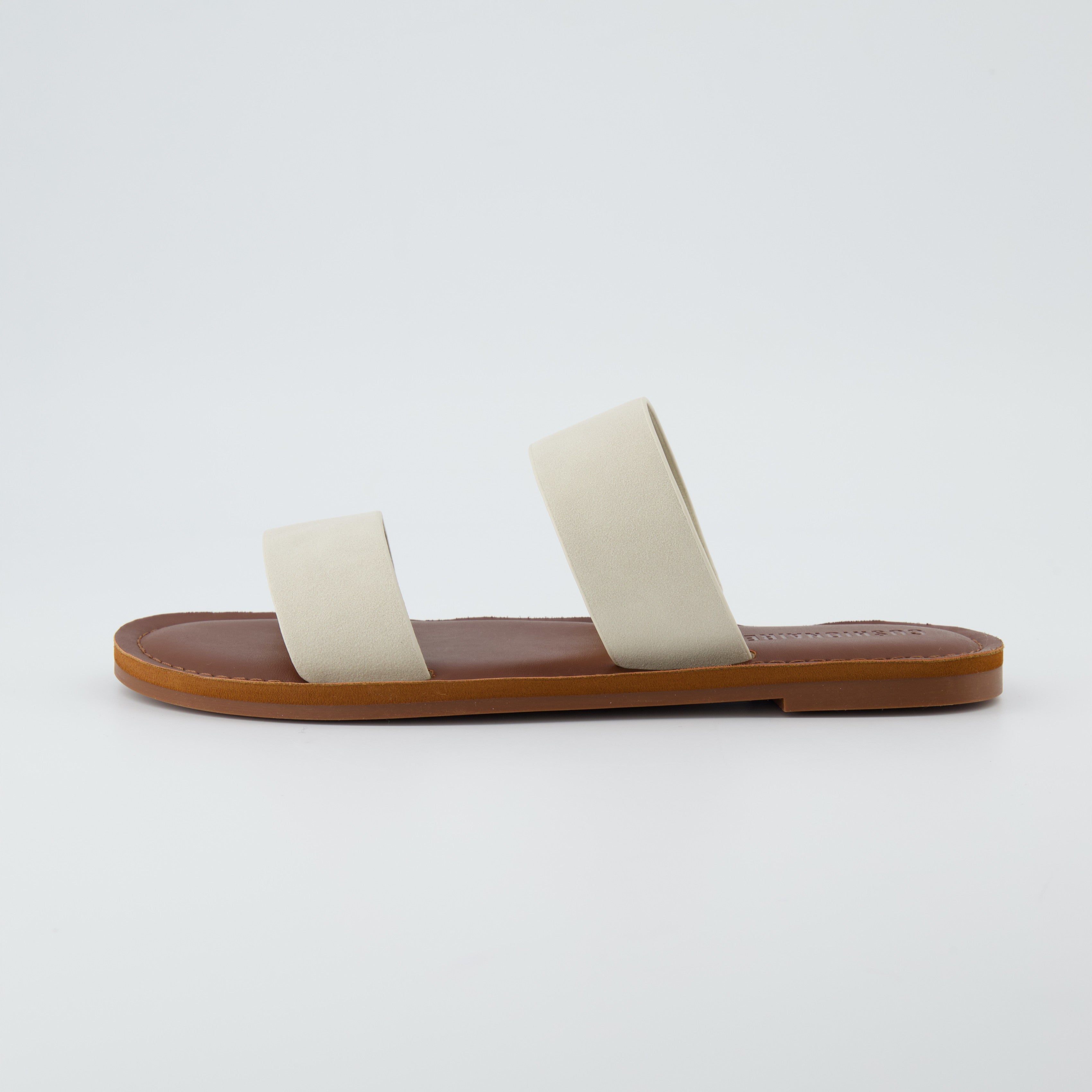 Calico Two Band Slide Sandal Bone