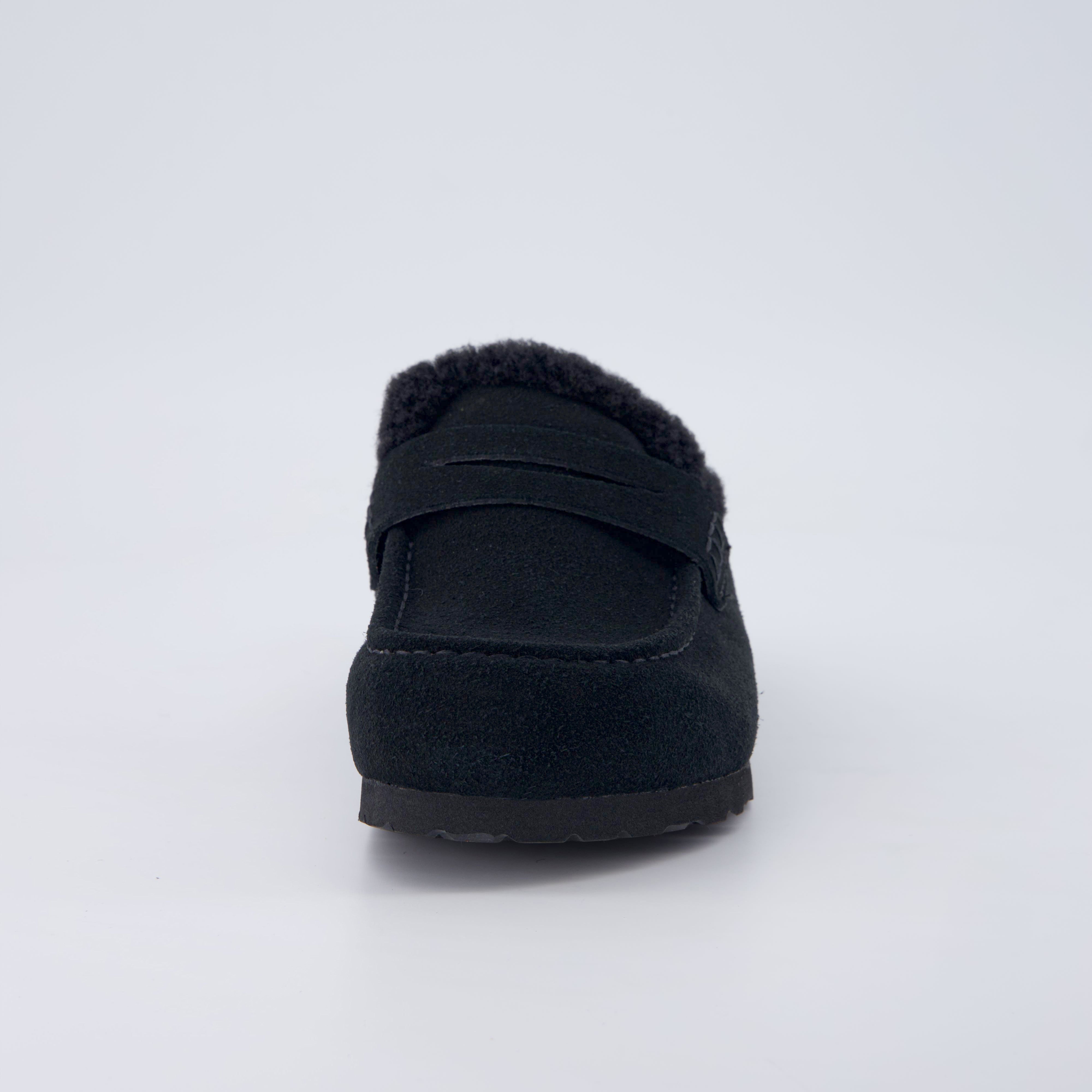 Casey Genuine Suede Moccasin Slippers Black