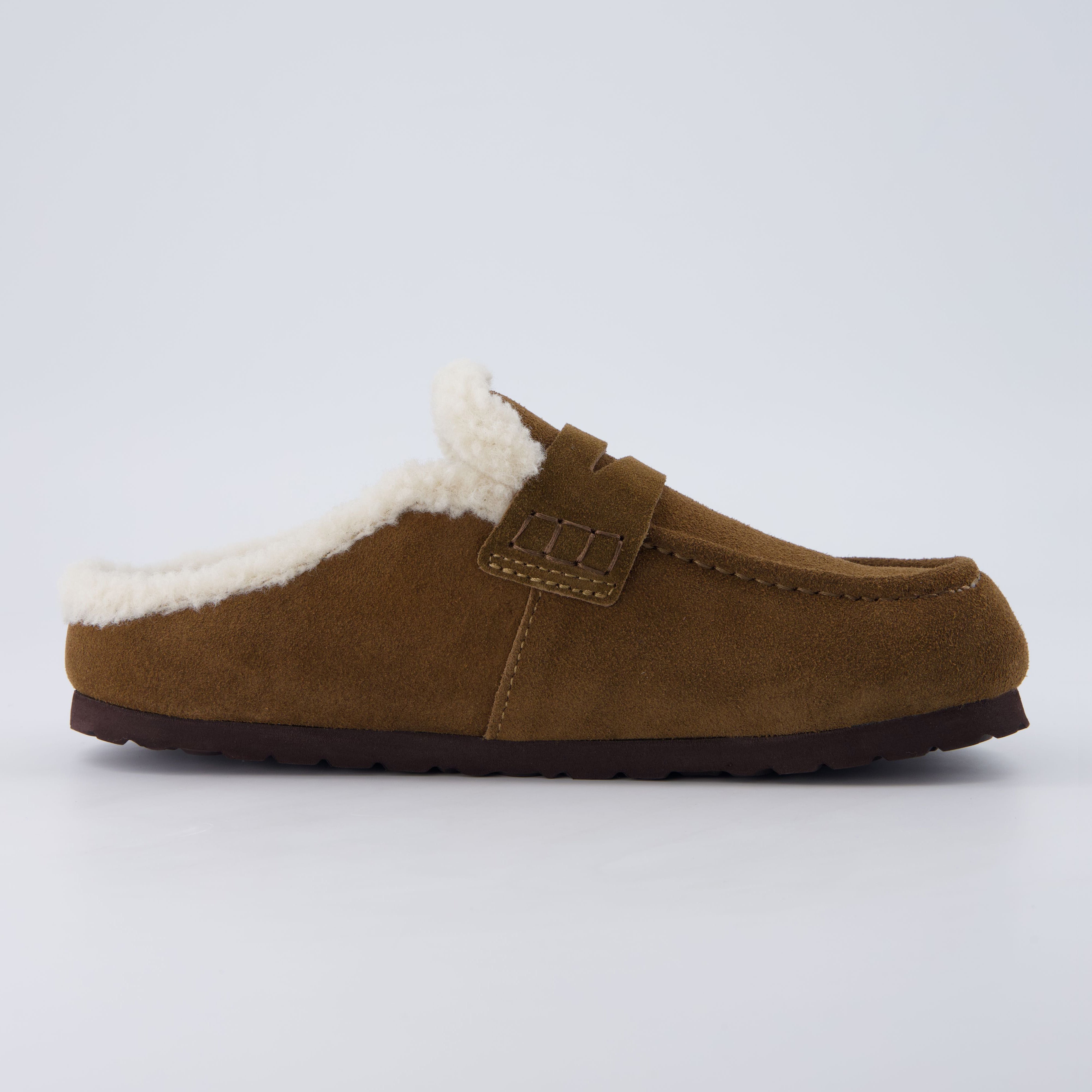Casey Genuine Suede Moccasin Slippers Brown