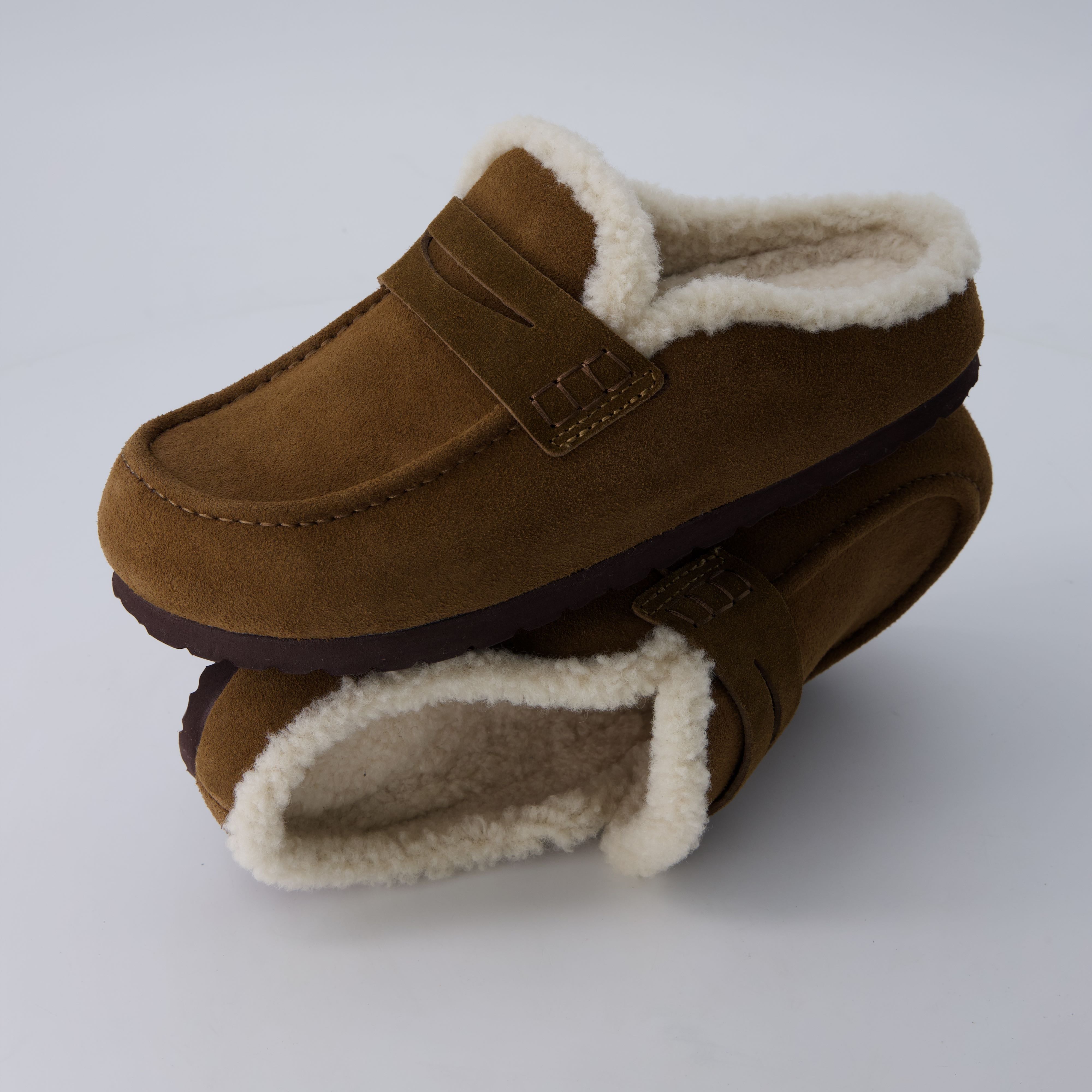 Casey Genuine Suede Moccasin Slippers Brown