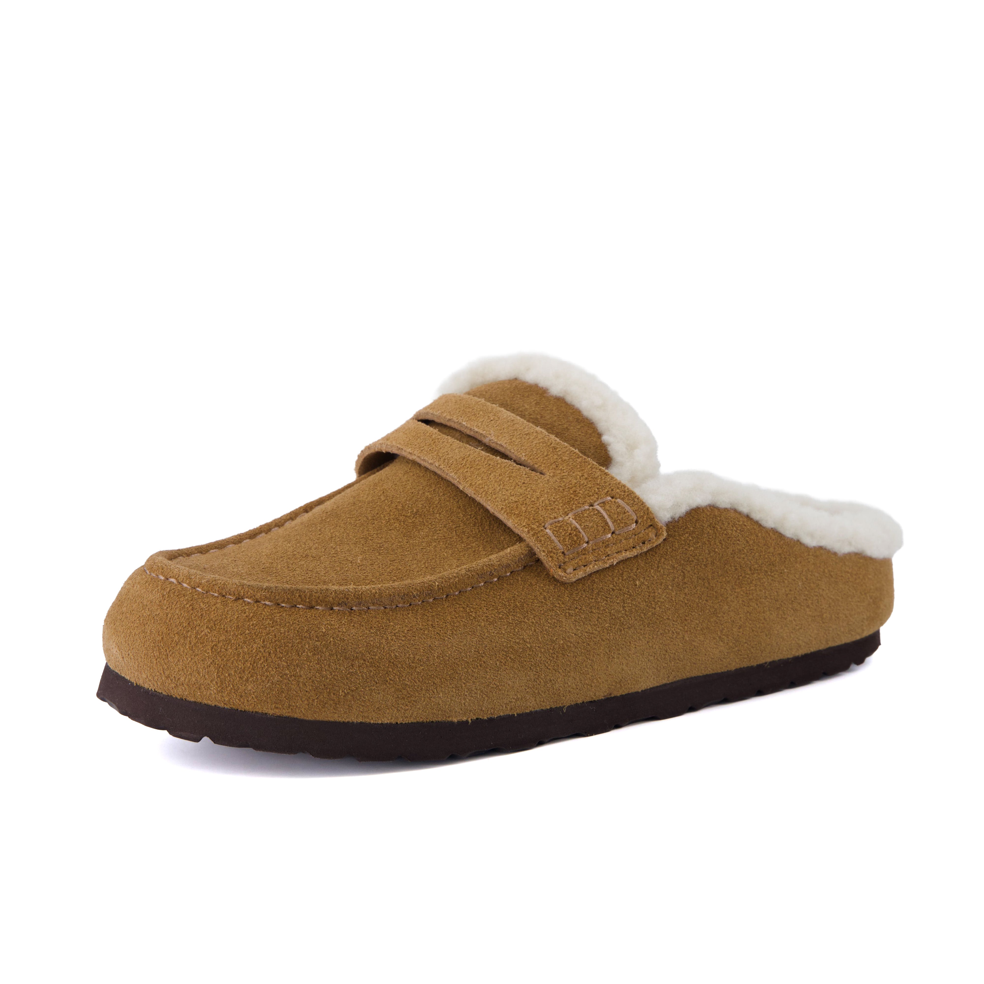 Casey Genuine Suede Moccasin Slippers Camel