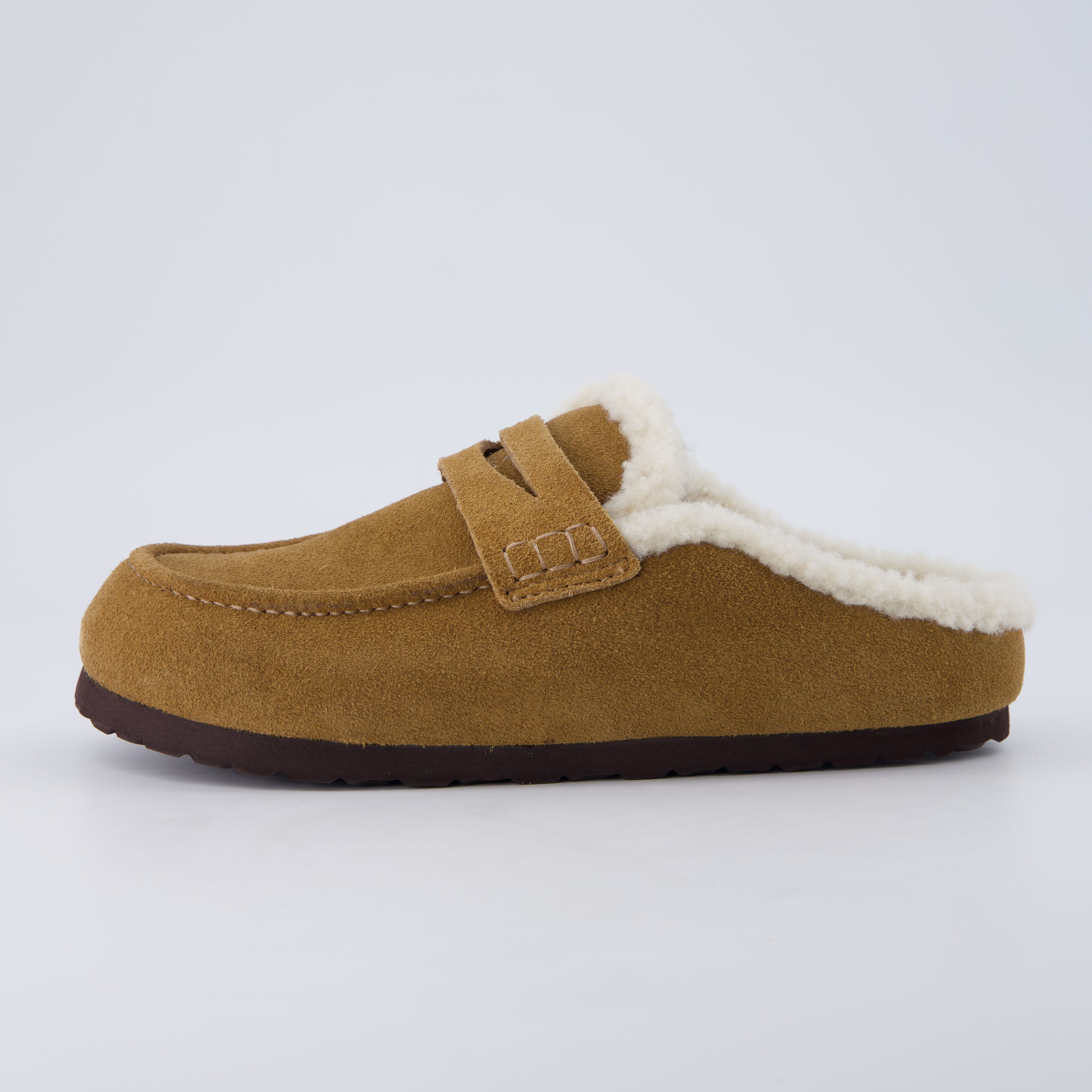 Casey Genuine Suede Moccasin Slippers Camel