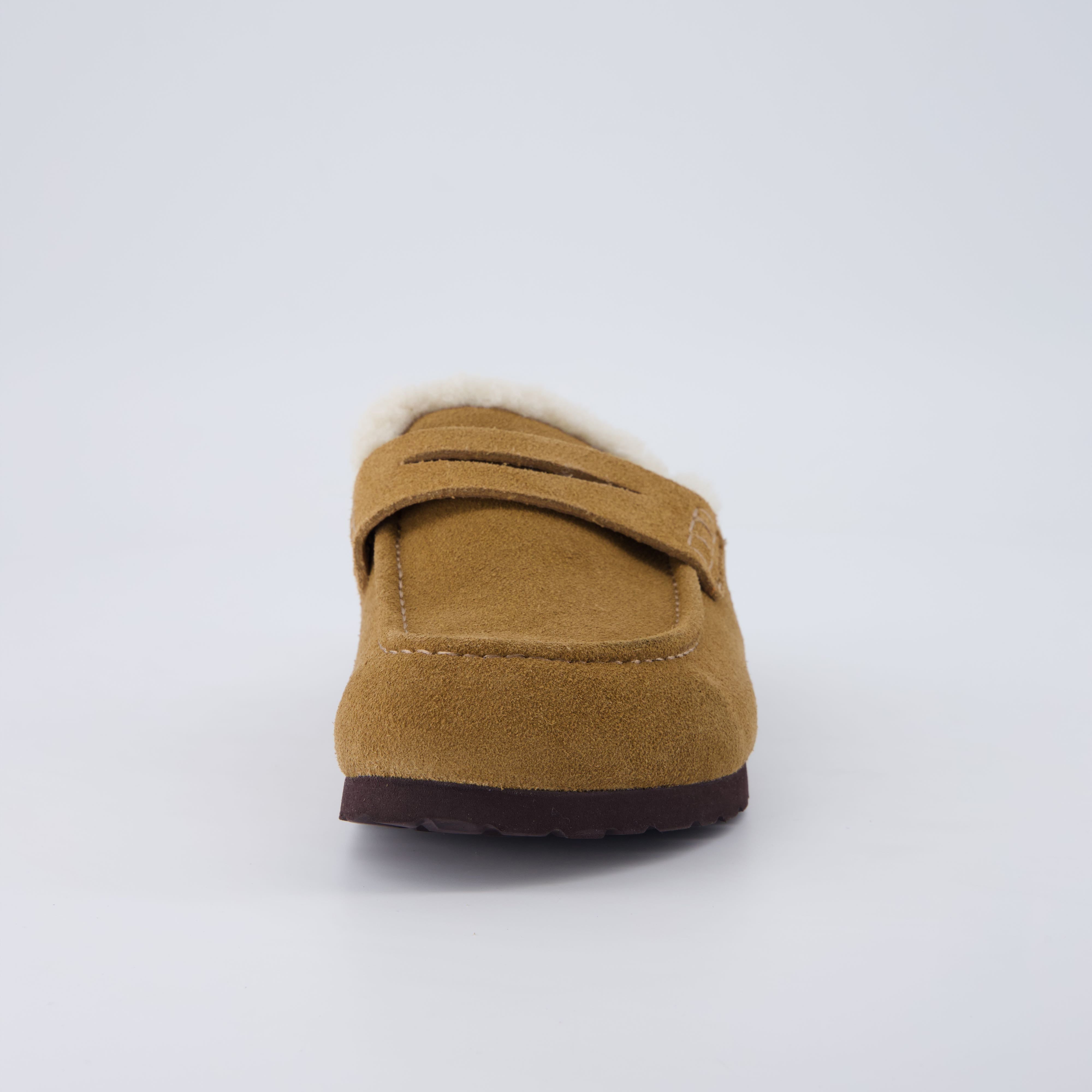 Casey Genuine Suede Moccasin Slippers Camel