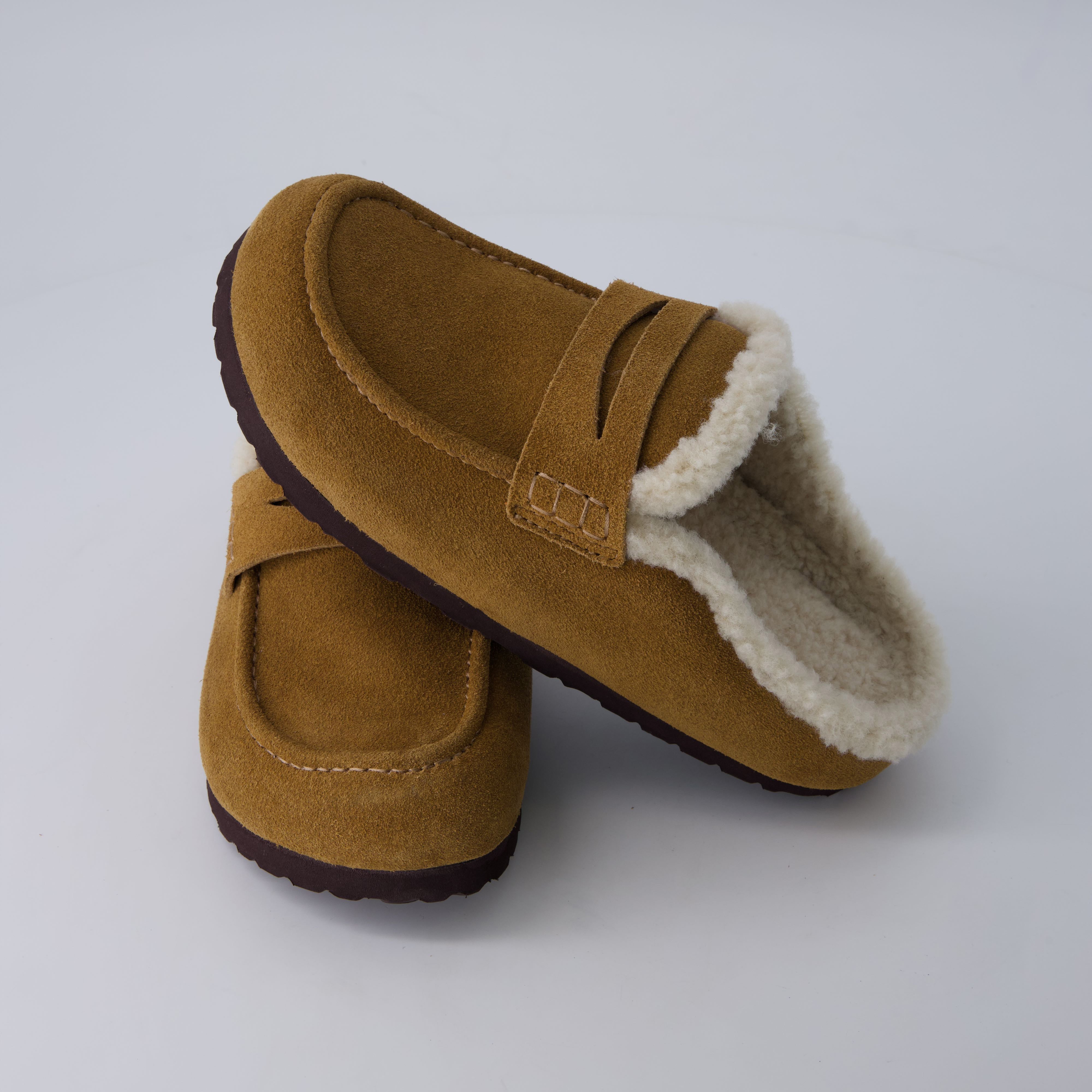 Casey Genuine Suede Moccasin Slippers Camel