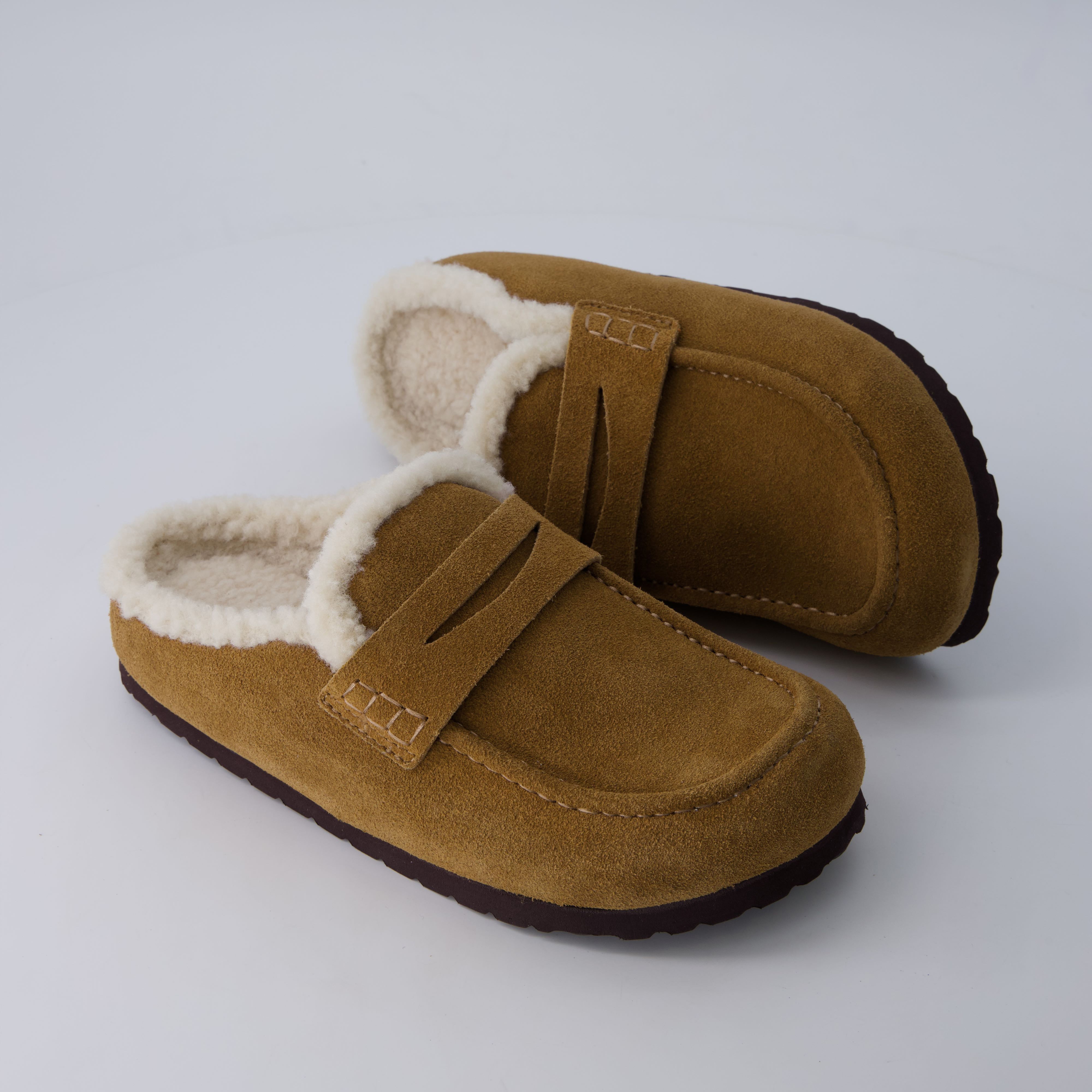 Casey Genuine Suede Moccasin Slippers Camel
