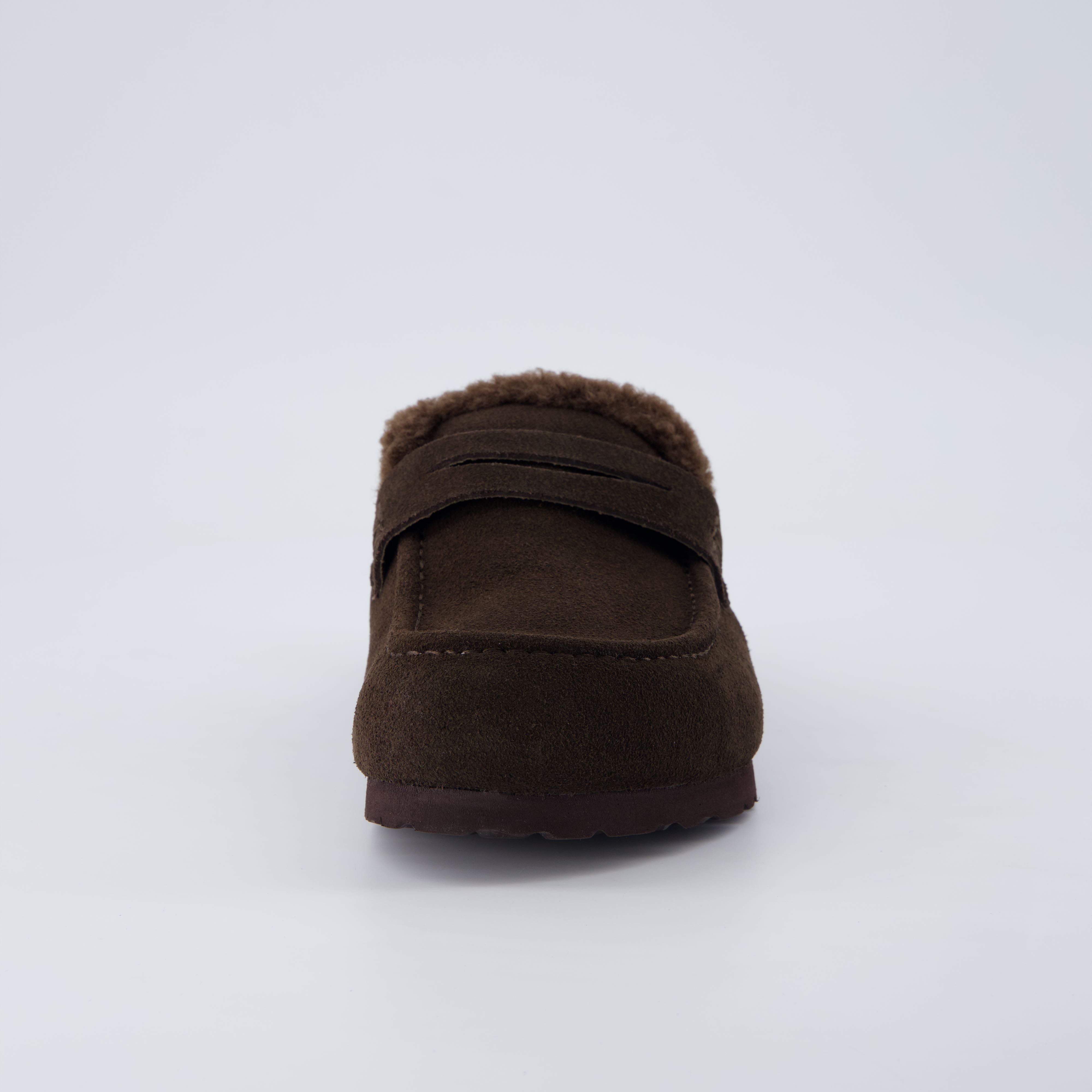 Casey Genuine Suede Moccasin Slippers Chocolate