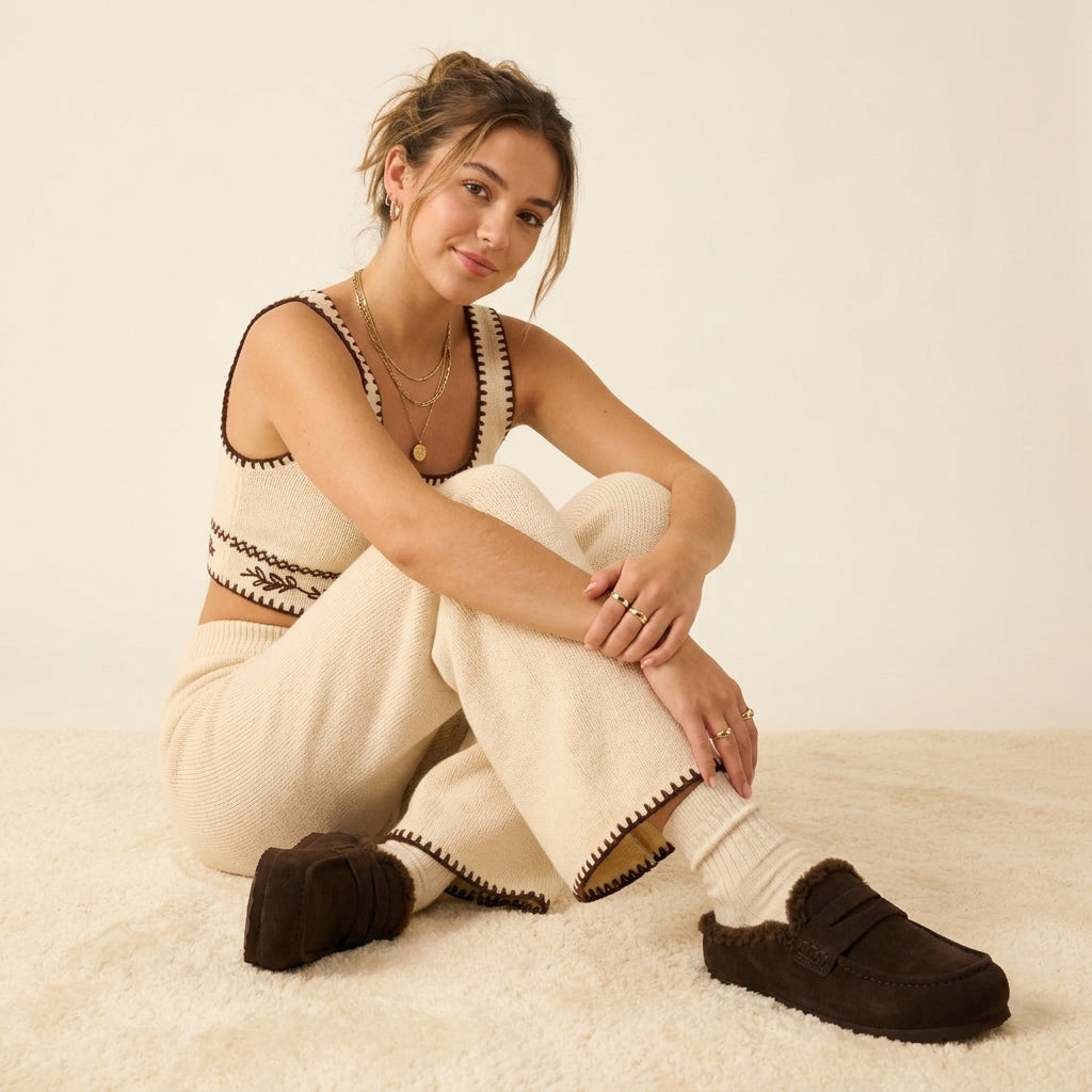Casey Suede Slippers Chocolate