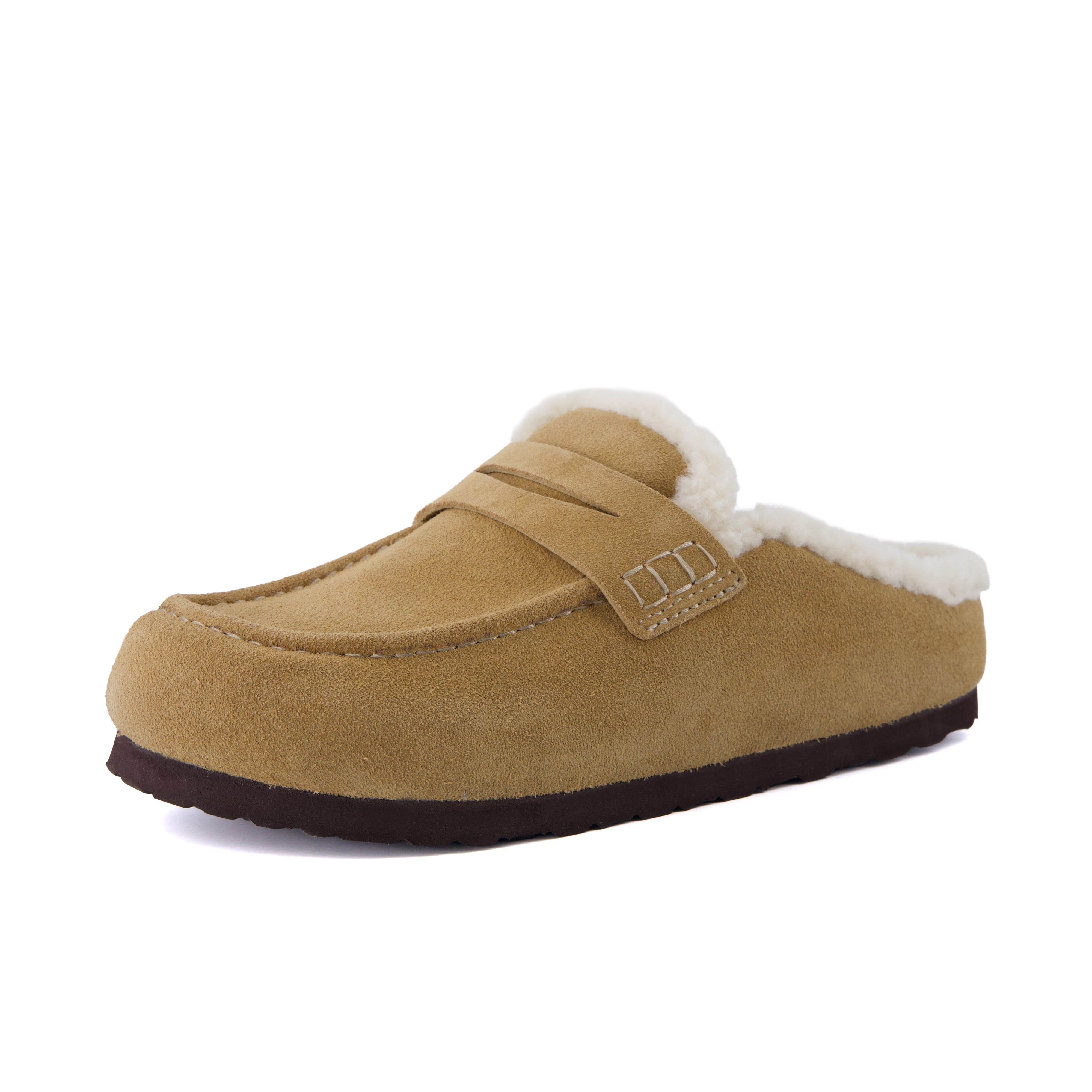 Casey Genuine Suede Moccasin Slippers Sand