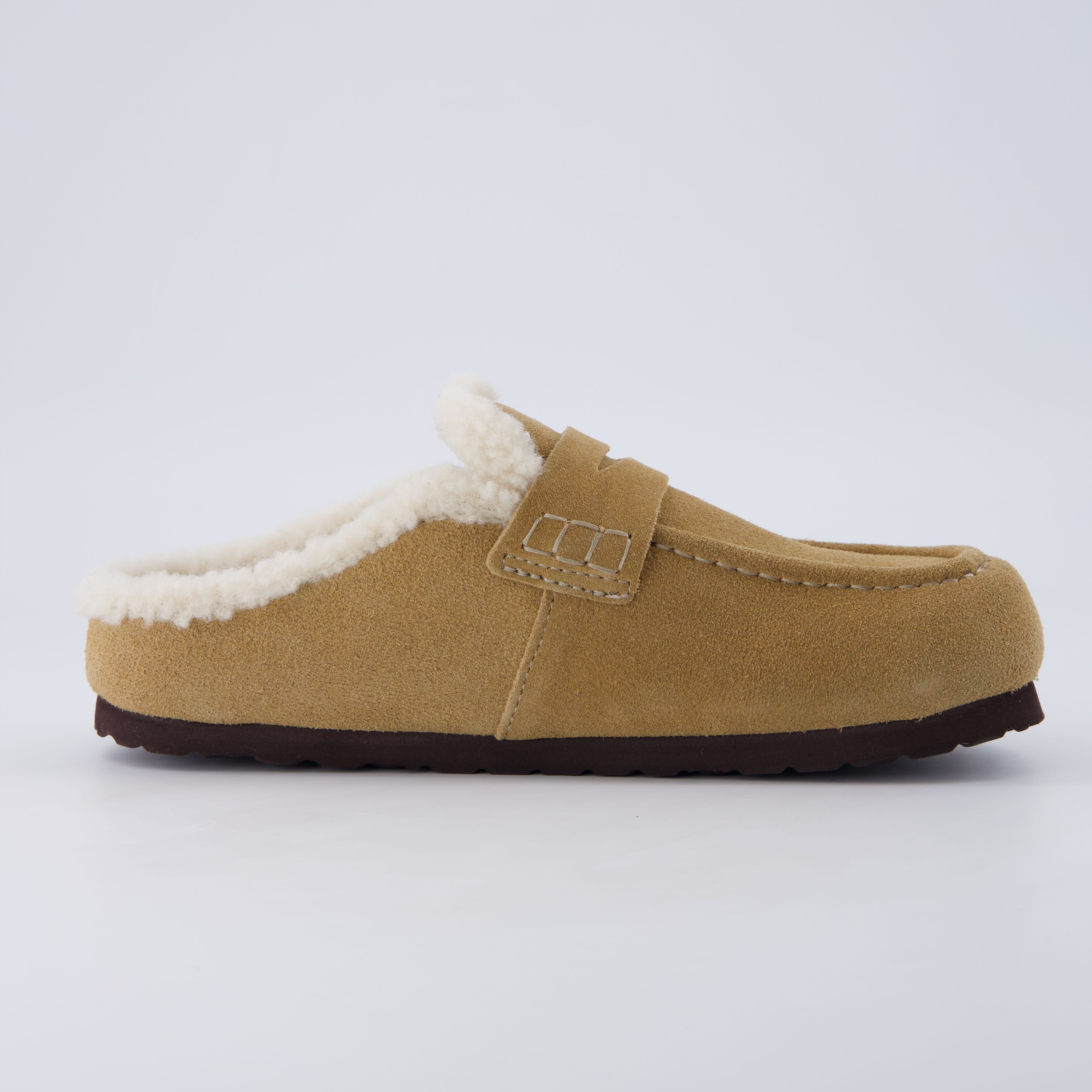 Casey Genuine Suede Moccasin Slippers Sand