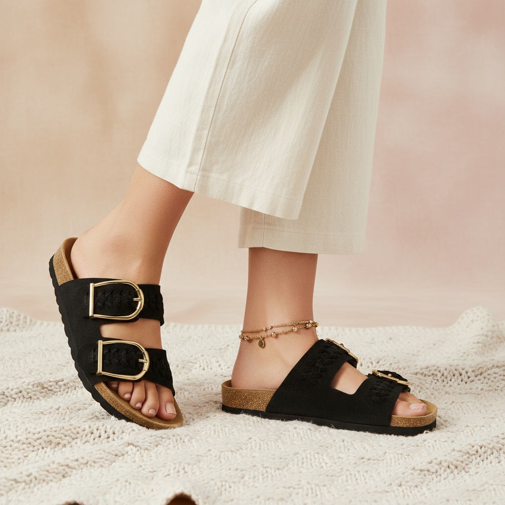 Cashew Cork Sandal Black