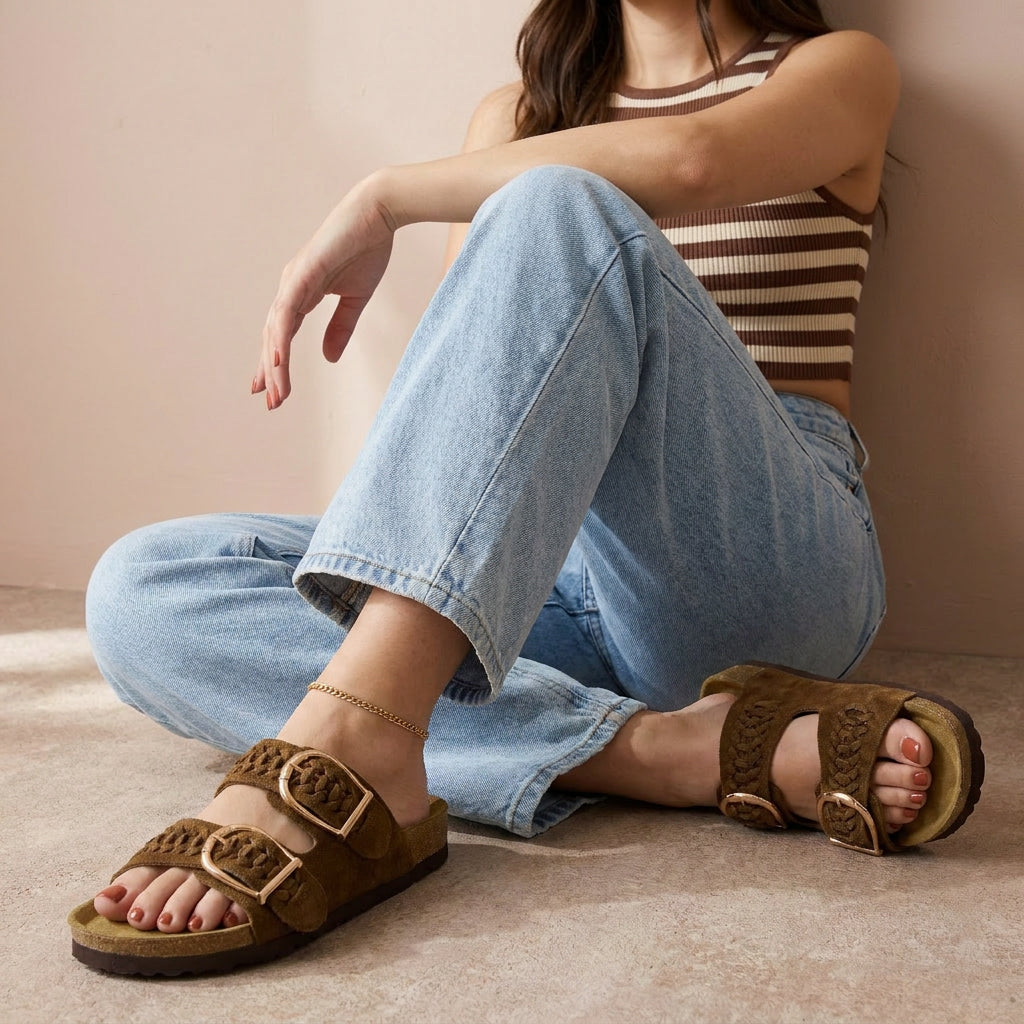 Cashew Cork Sandal Black