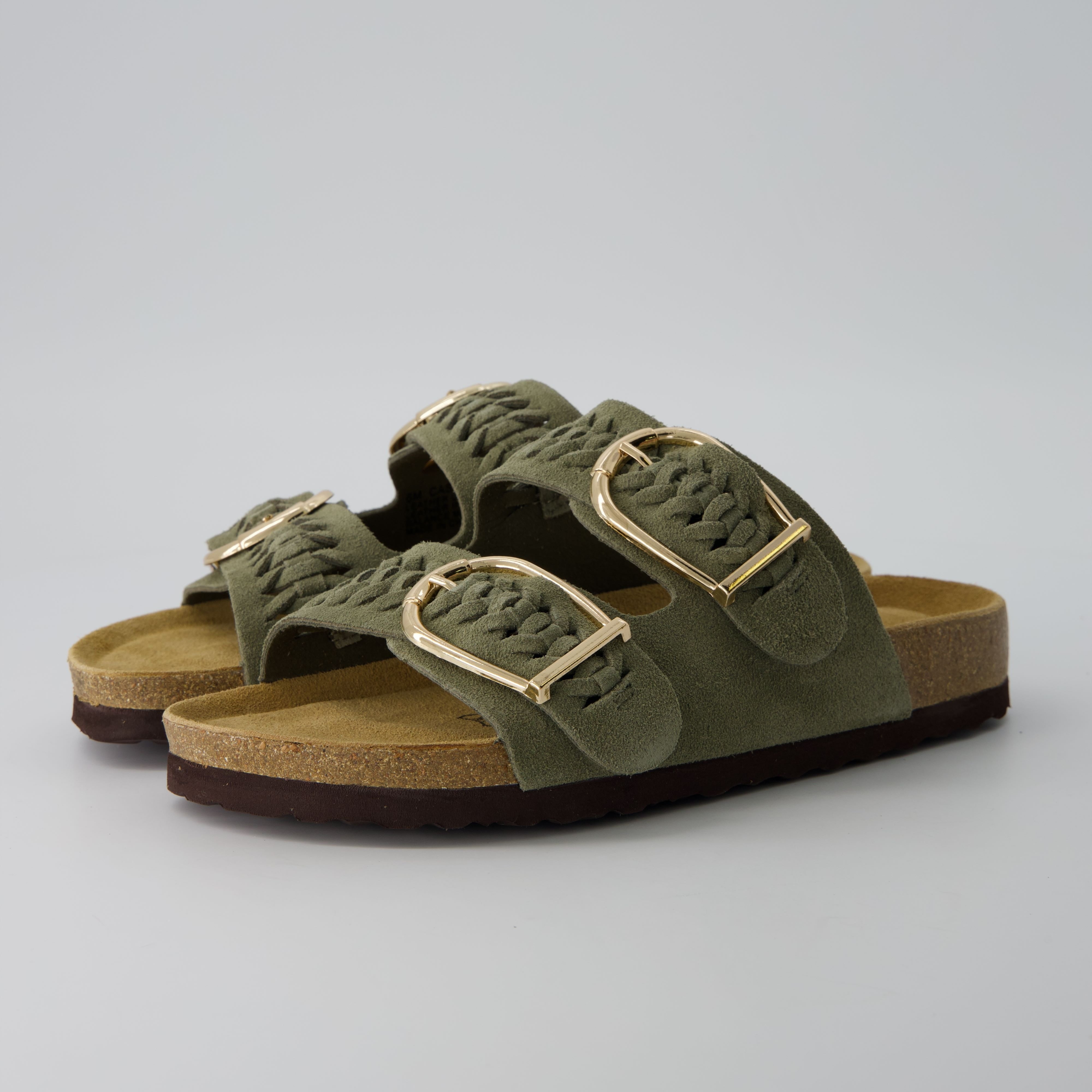 Cushionaire Cashew Slip On Women's Suede Cork Sandals - Braided