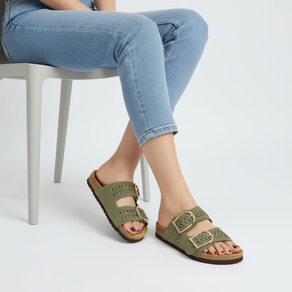 Cashew Cork Sandal Olive