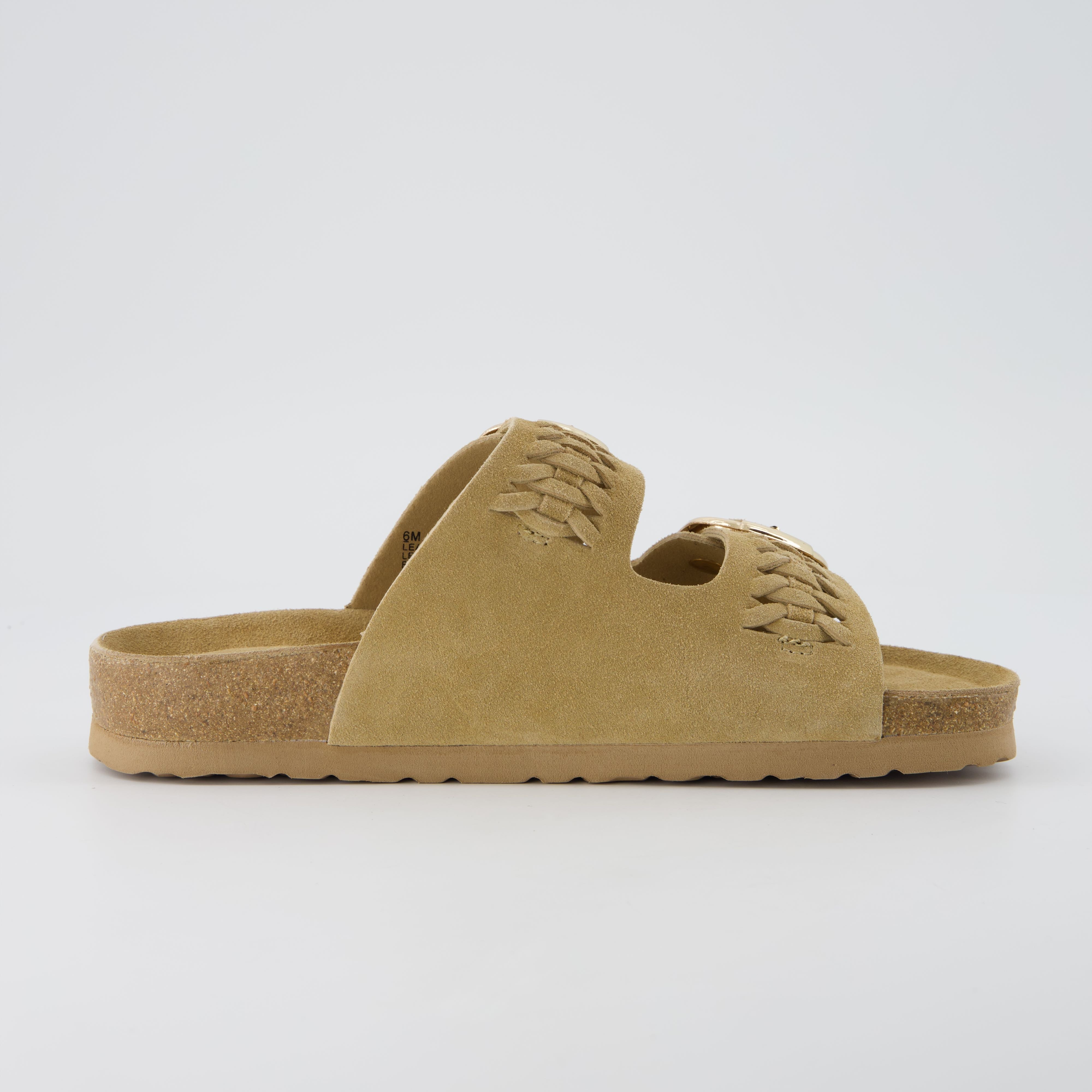 Cushionaire Cashew Slip On Women's Suede Cork Sandals - Braided
