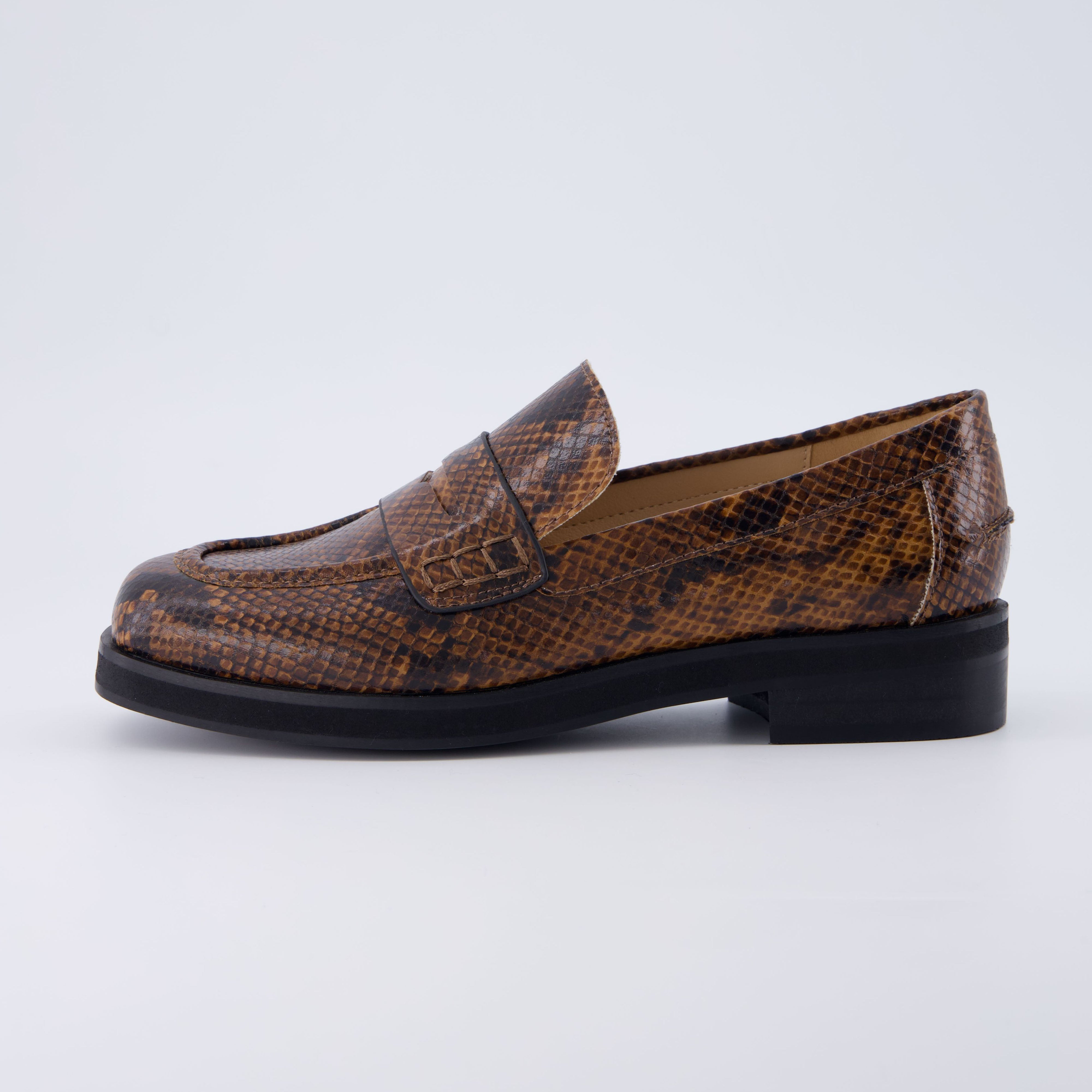 Charade Penny Loafer Brown Snake