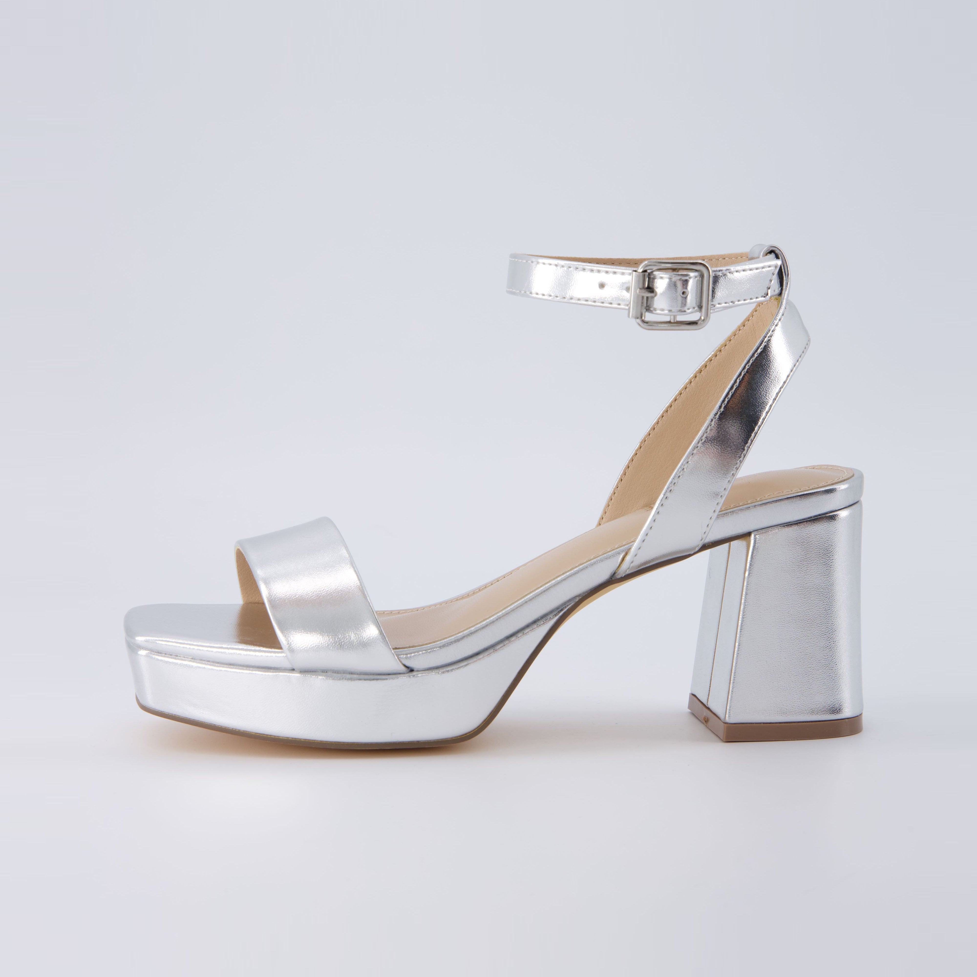 Cherry Platform Dress Sandals Silver