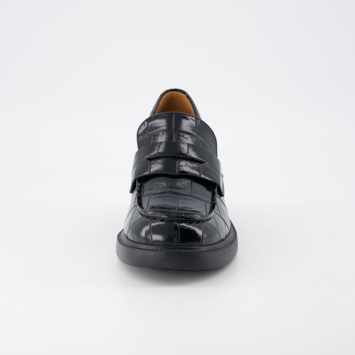 Chevy Chunky Heeled Womens Loafers Black Croco