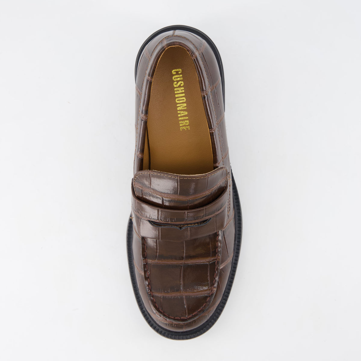 Chevy Chunky Heeled Womens Loafers Chocolate Croco