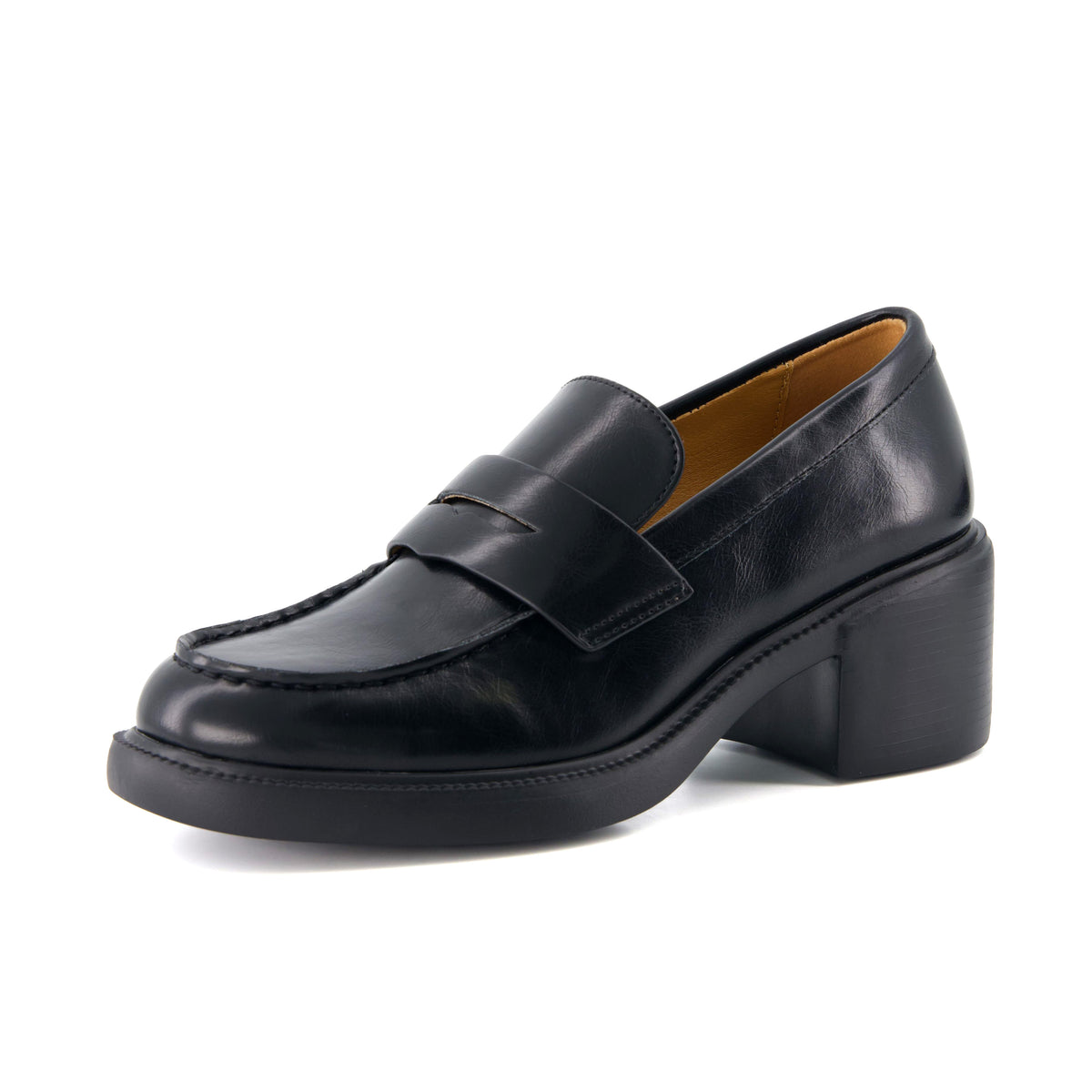 Chevy Chunky Heeled Womens Loafers Chocolate Croco