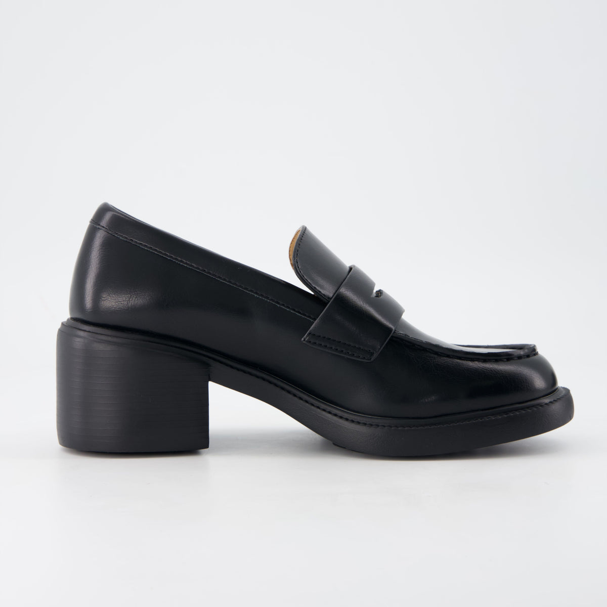 Chevy Chunky Heeled Womens Loafers Chocolate Croco