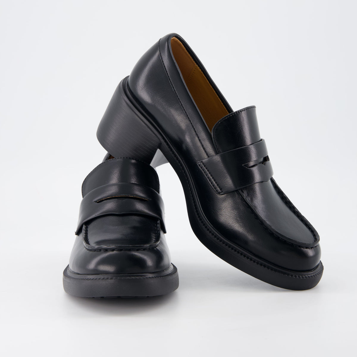 Chevy Chunky Heeled Womens Loafers Chocolate Croco