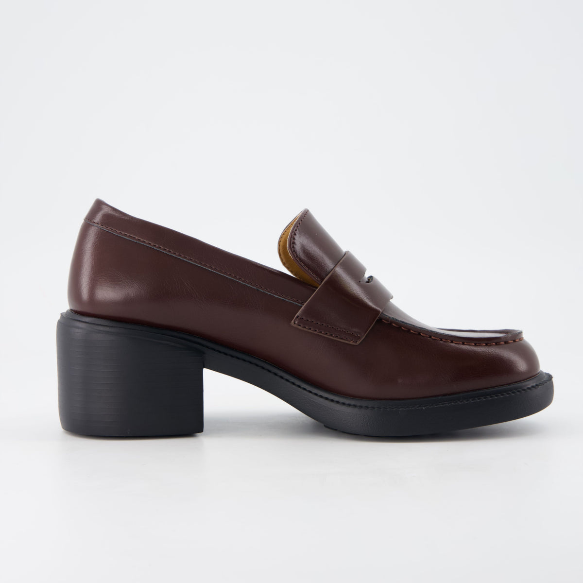 Chevy Chunky Heeled Womens Loafers Chocolate Croco