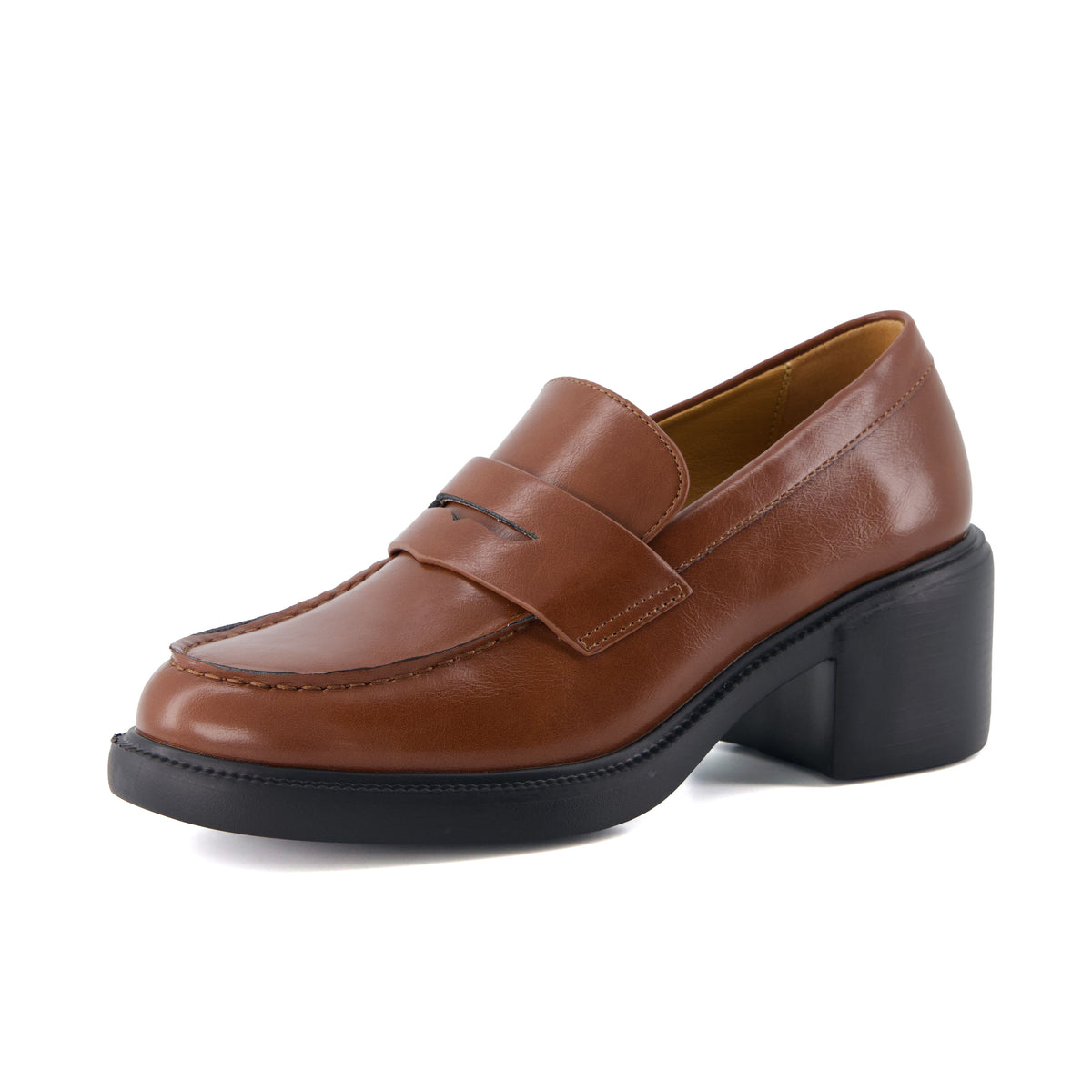 Chevy Chunky Heeled Womens Loafers Chocolate Croco