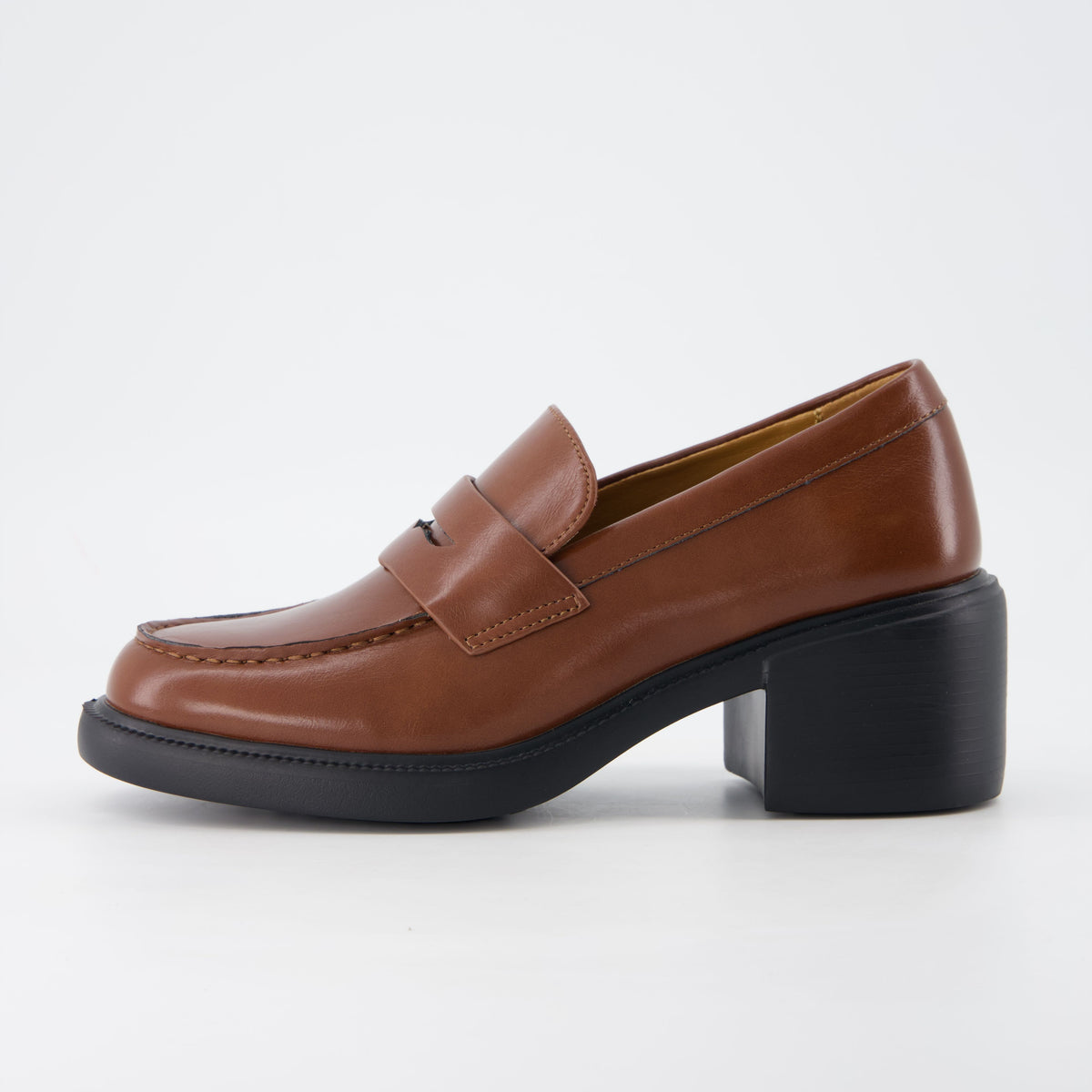 Chevy Chunky Heeled Womens Loafers Chocolate Croco