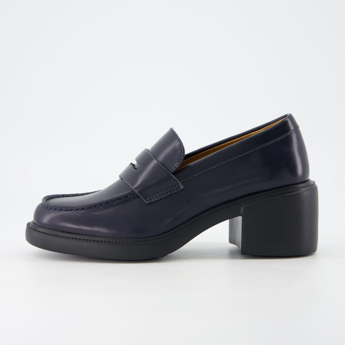 Chevy Chunky Heeled Womens Loafers Chocolate Croco