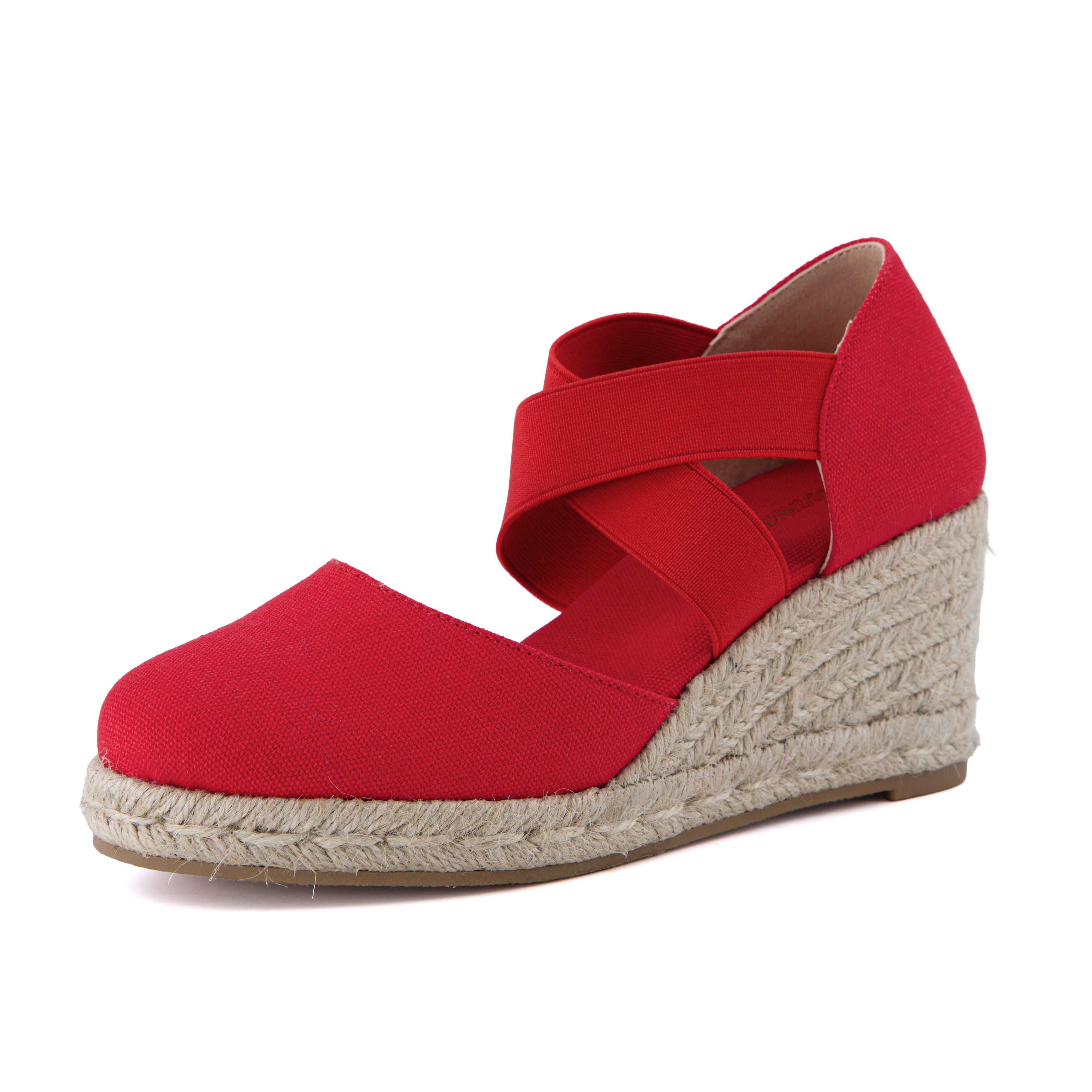 Chica Espadrille Wedge Sandals Red