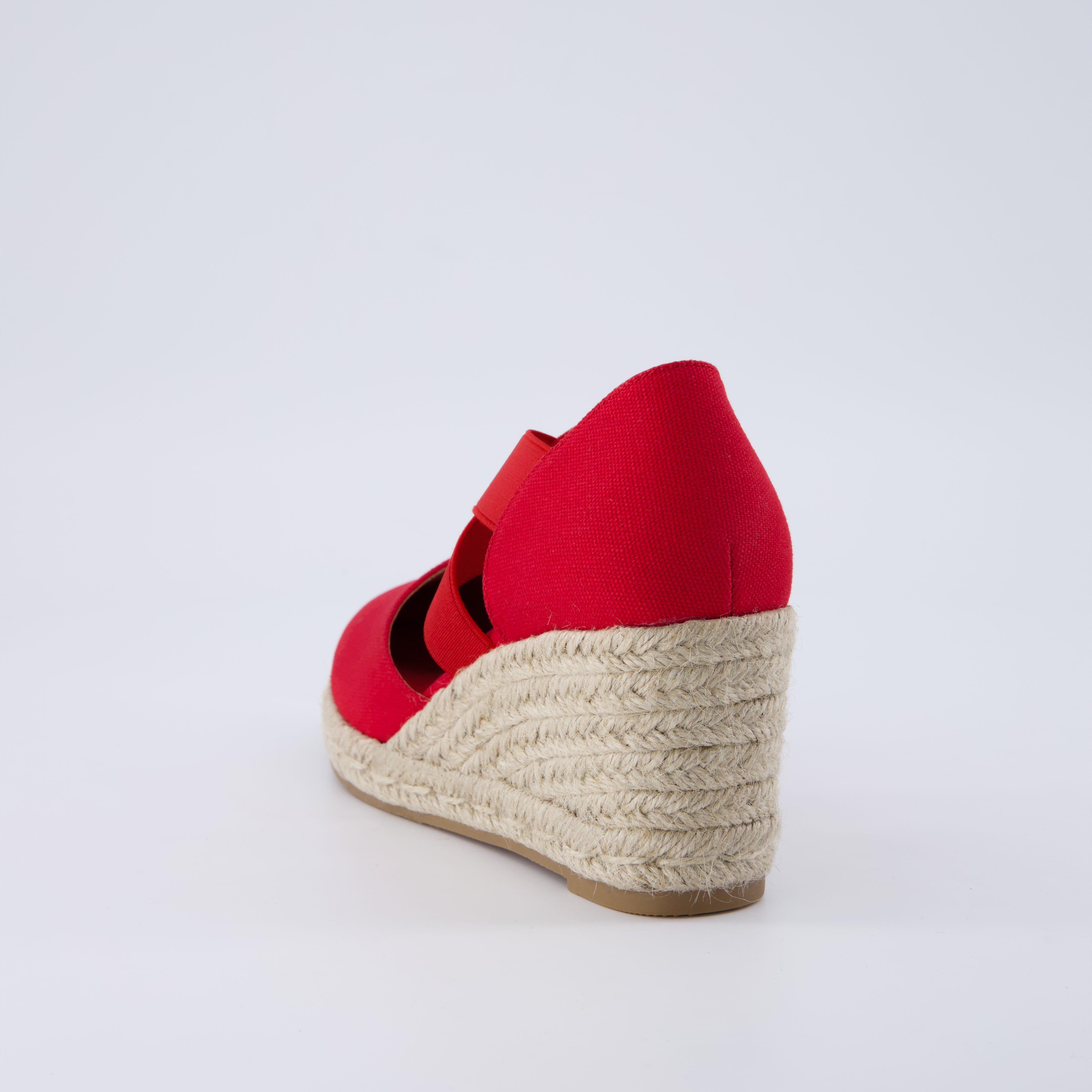 Chica Espadrille Wedge Sandals Red