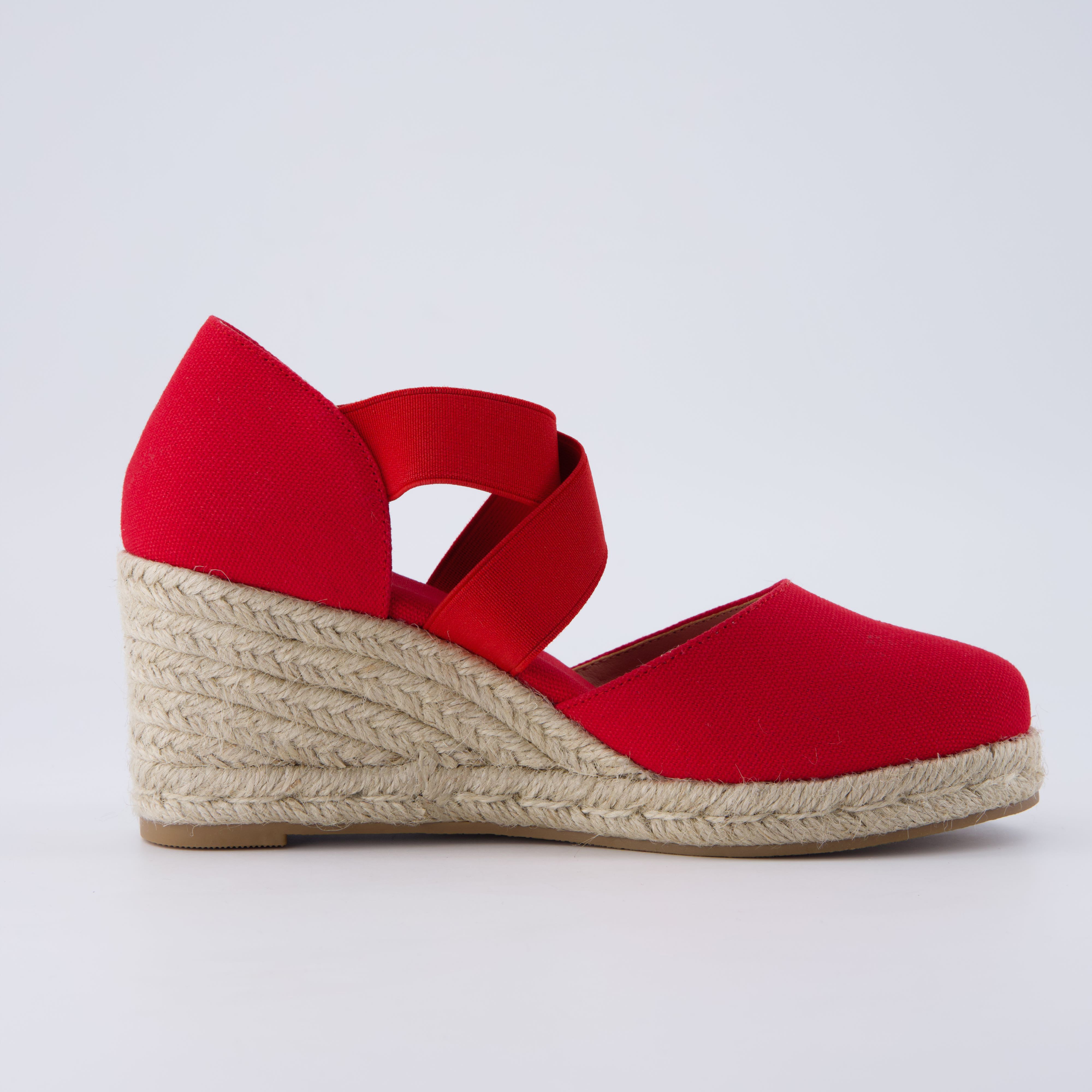 Chica Espadrille Wedge Sandals Red
