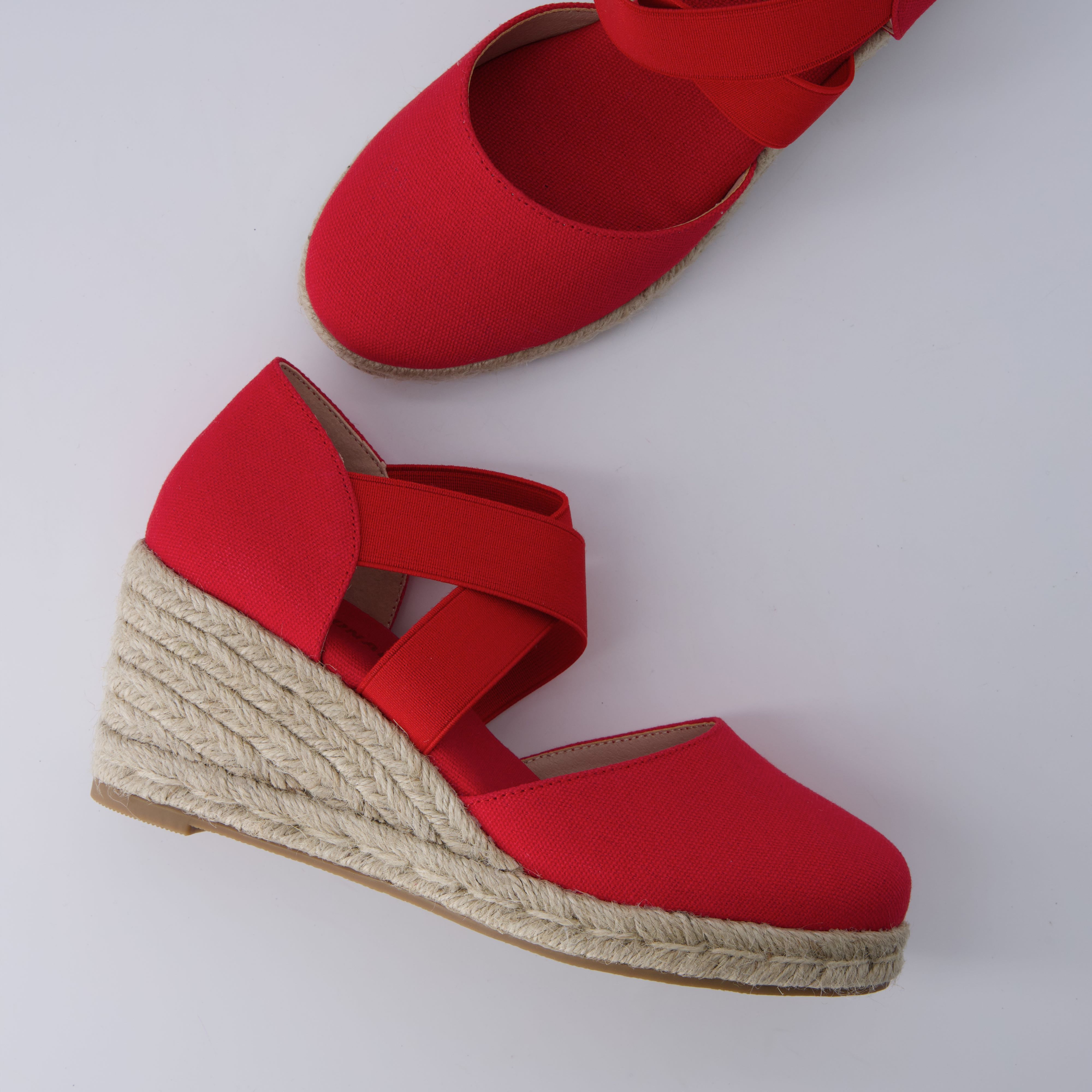 Chica Espadrille Wedge Sandals Red