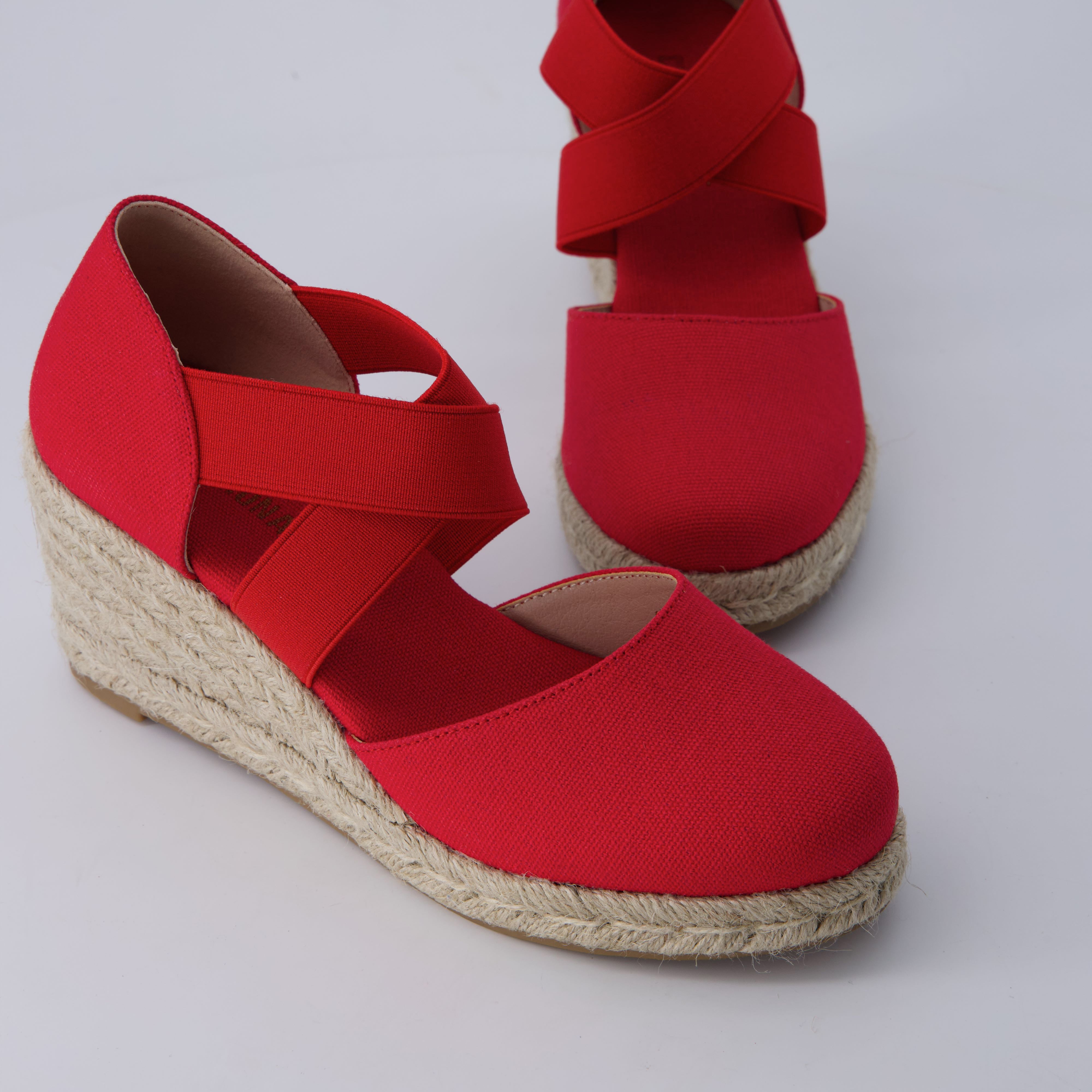 Chica Espadrille Wedge Sandals Red