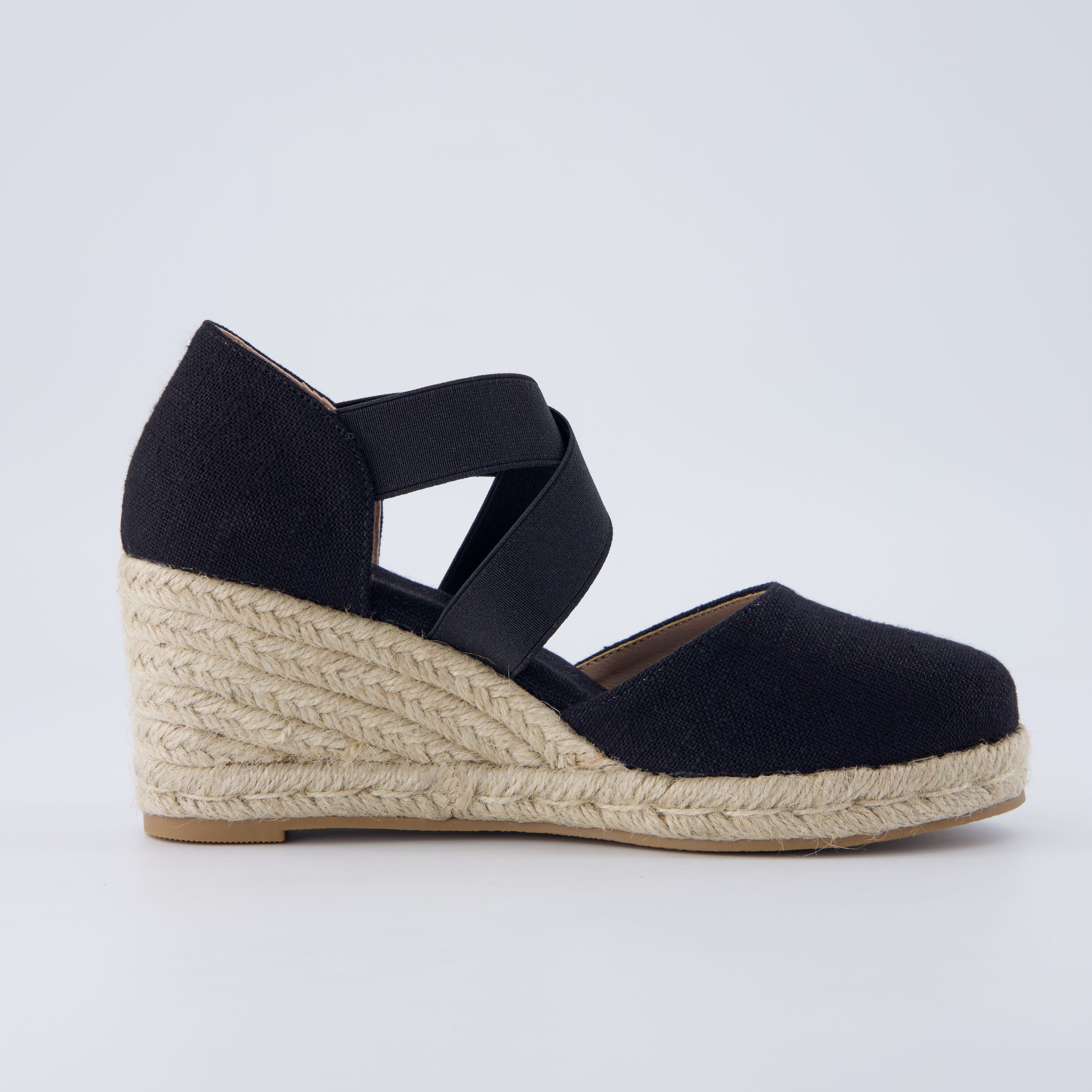 Chica Espadrille Wedge Sandals Black
